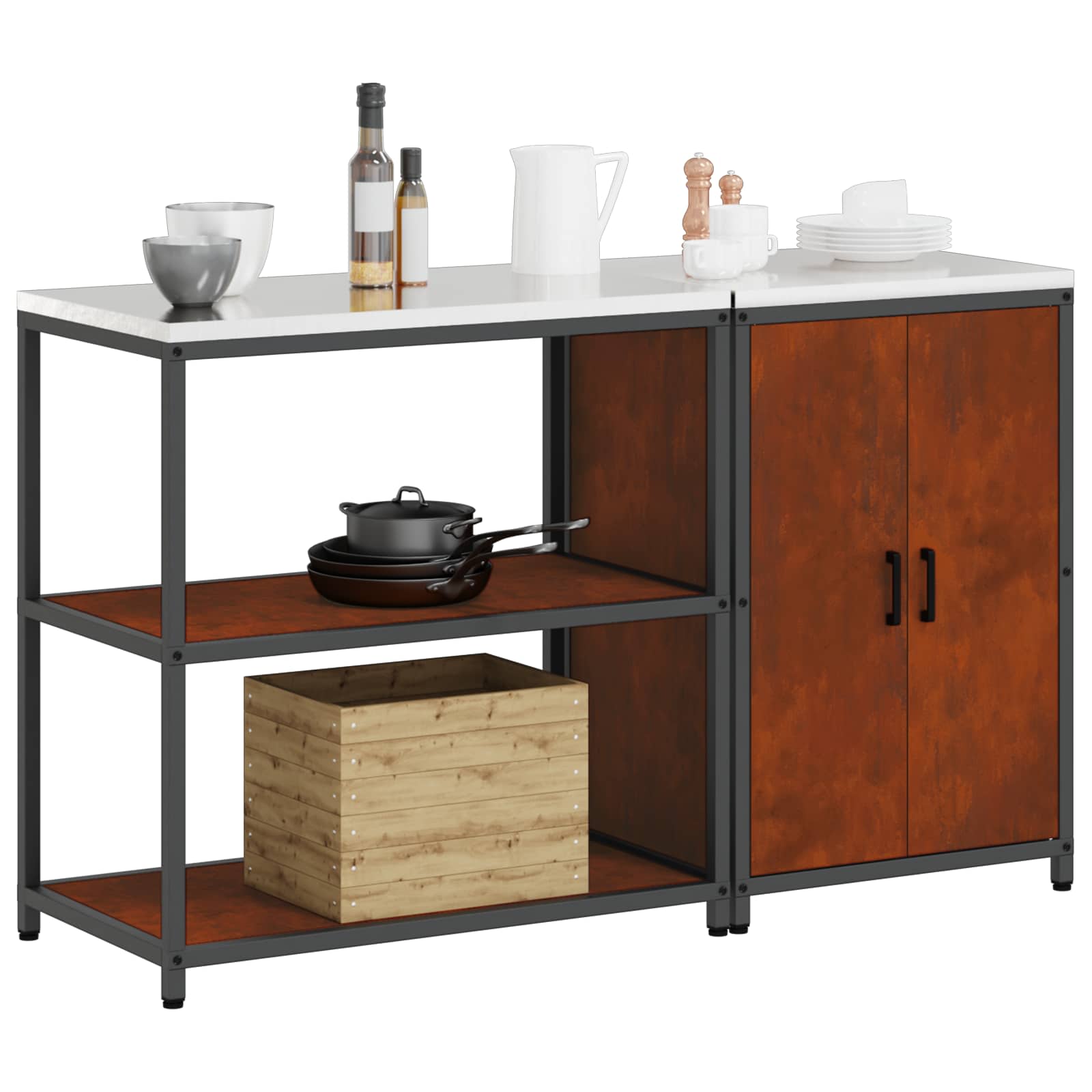 Kitchen storage set 2 pcs Rusty 150 x 50 x 92 cm