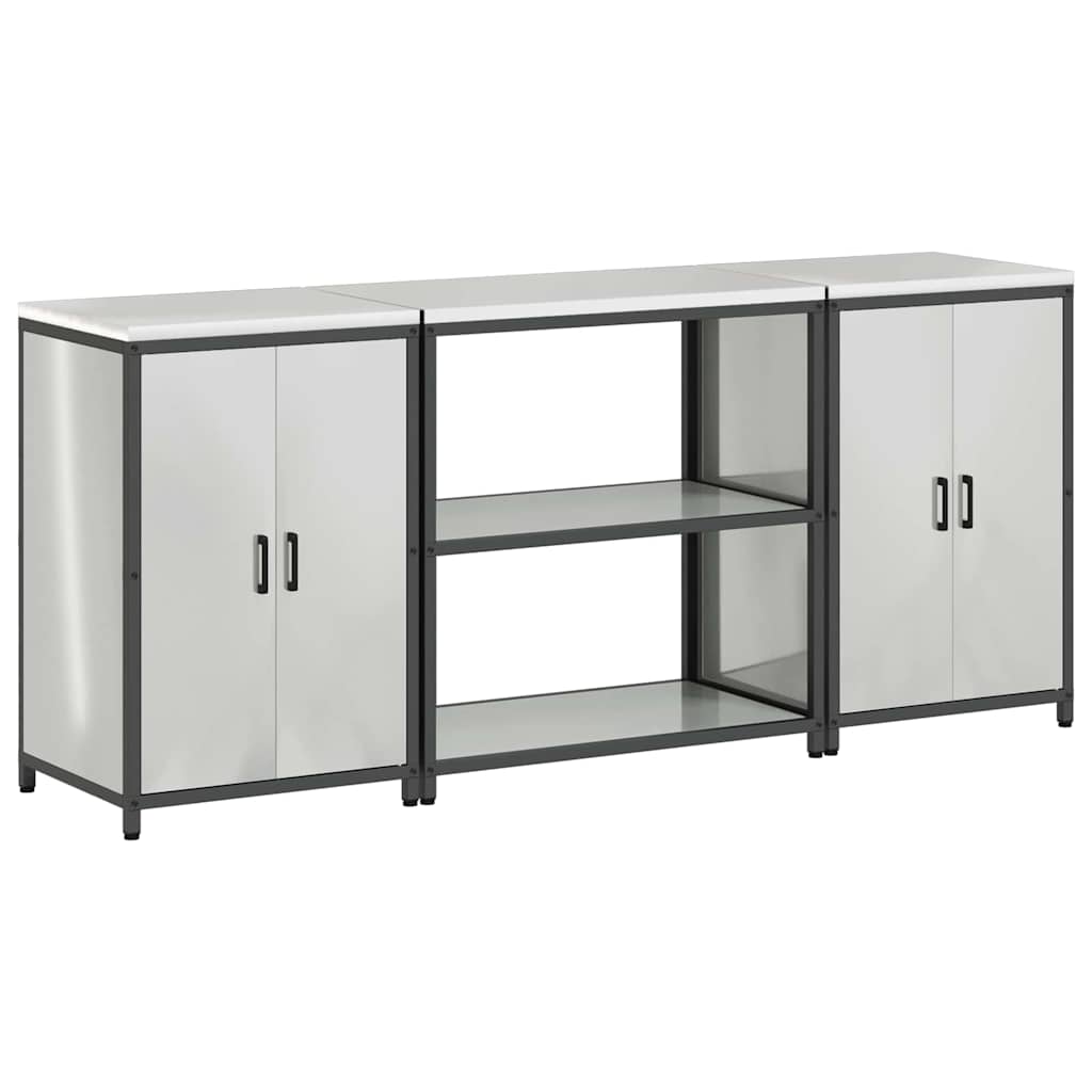 Kitchen Storage Set 3 pcs Silver 210 x 50 x 92 cm