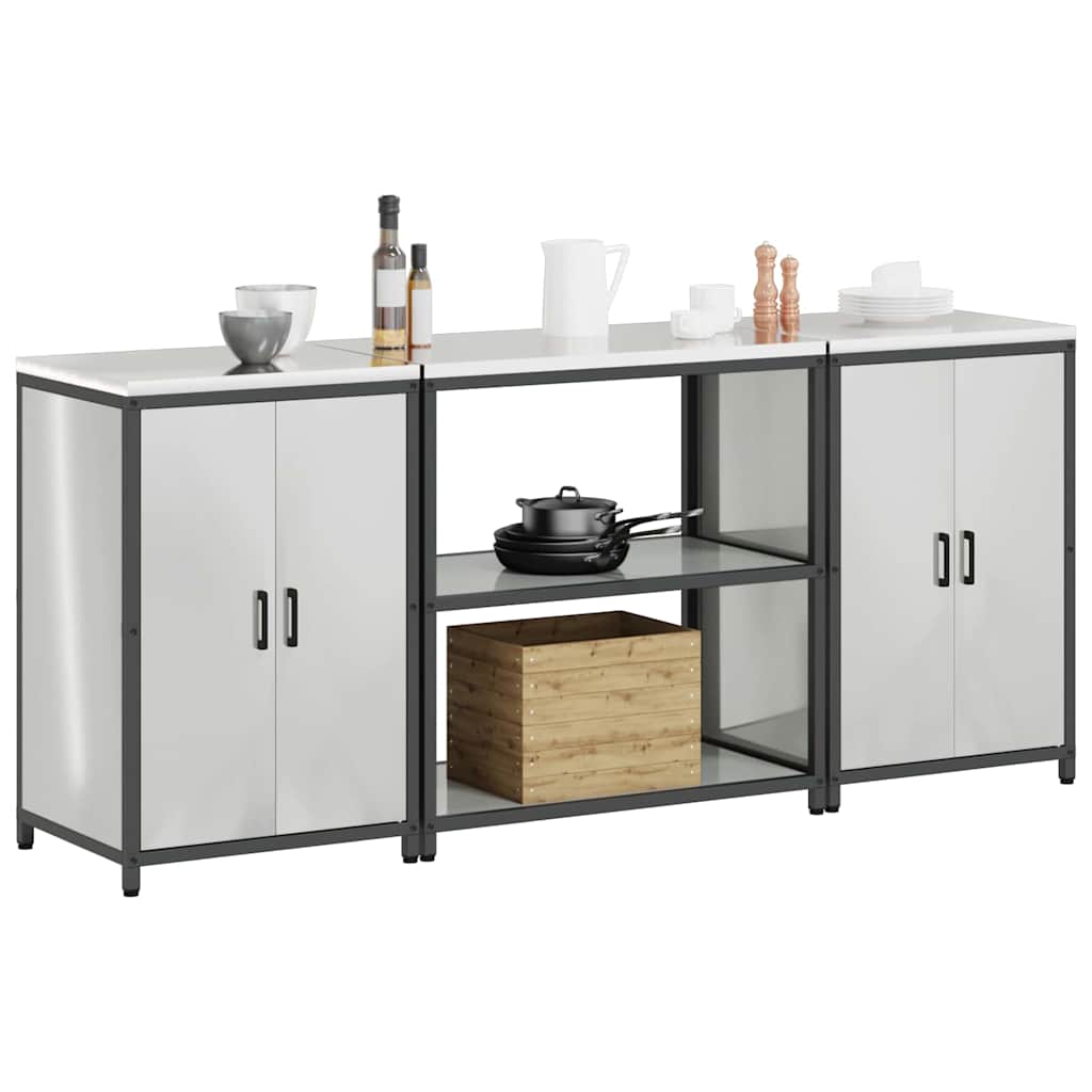 Kitchen Storage Set 3 pcs Silver 210 x 50 x 92 cm