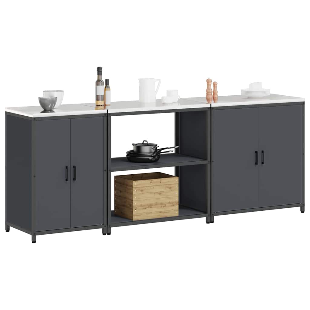 Kitchen storage set 3 pcs Anthracite 210 x 50 x 92 cm