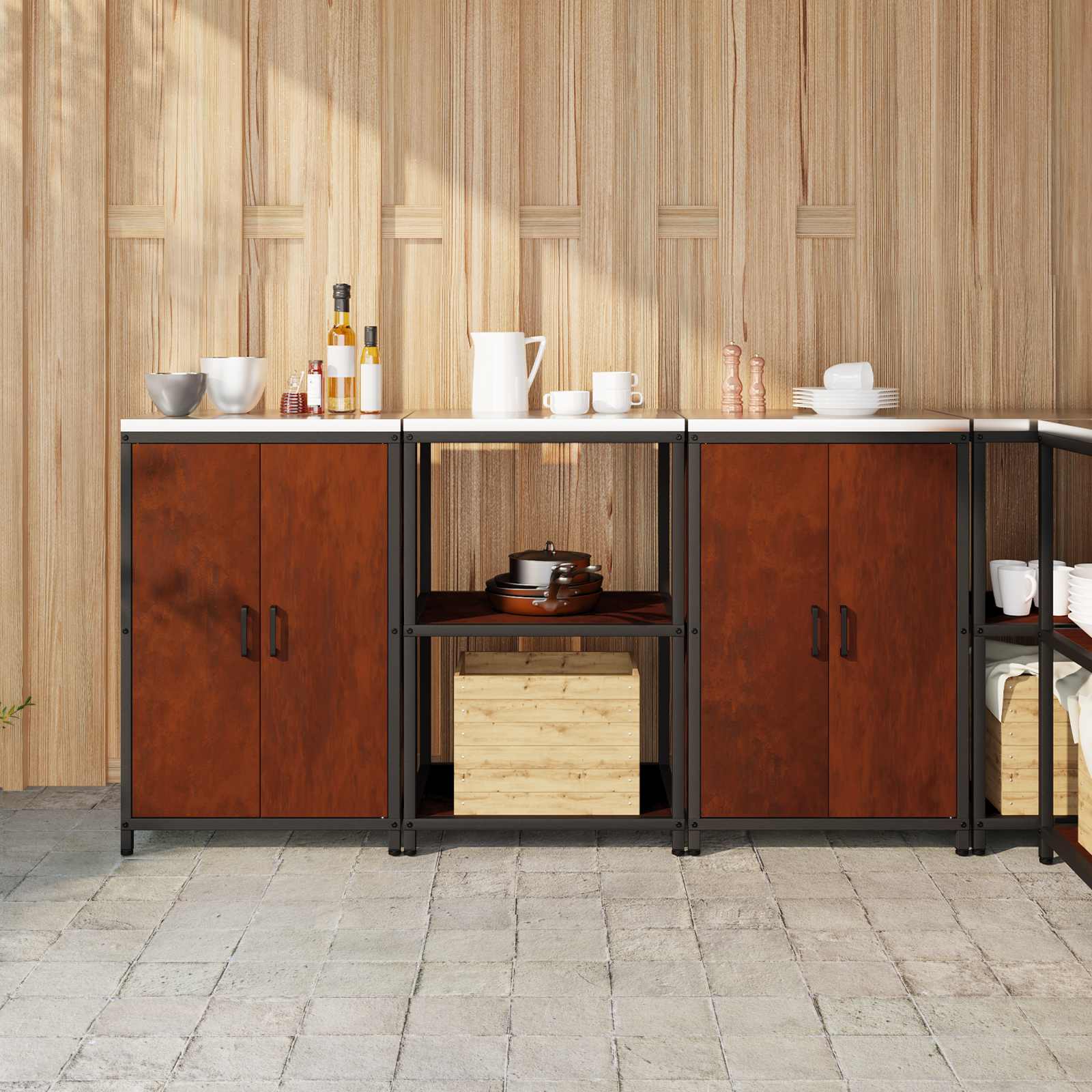 Kitchen storage set 3 pcs Rusty 180 x 50 x 92 cm