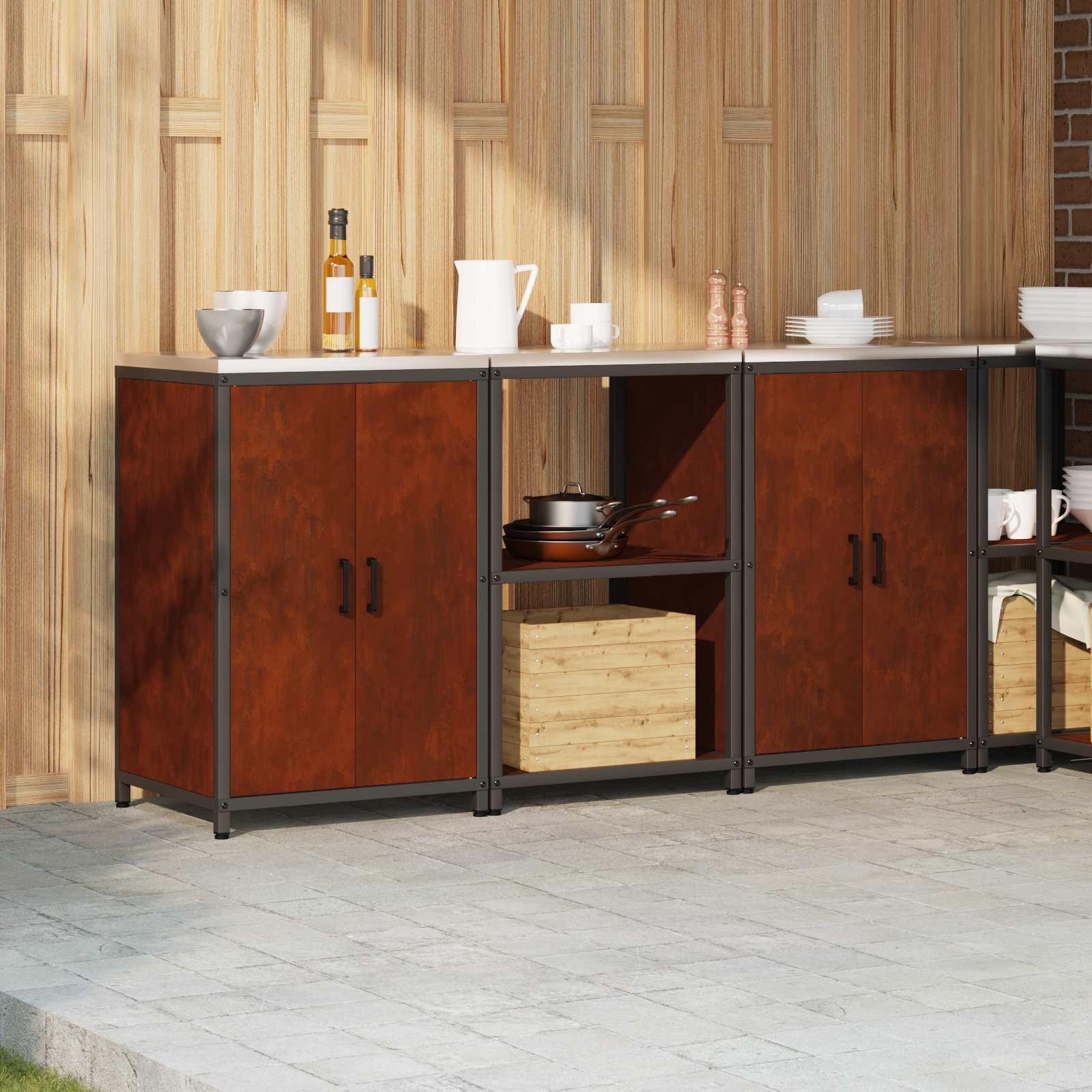 Kitchen storage set 3 pcs Rusty 180 x 50 x 92 cm