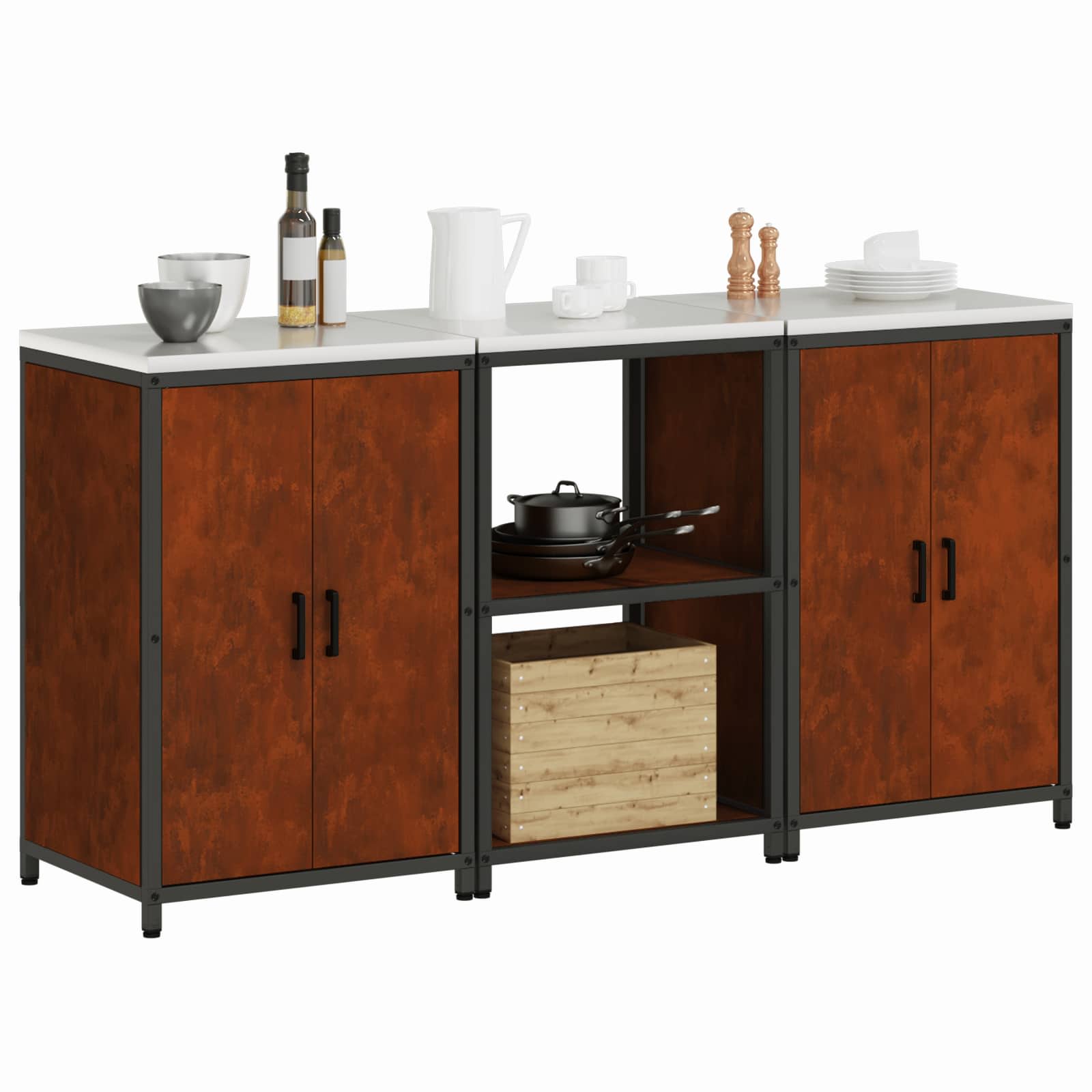 Kitchen storage set 3 pcs Rusty 180 x 50 x 92 cm