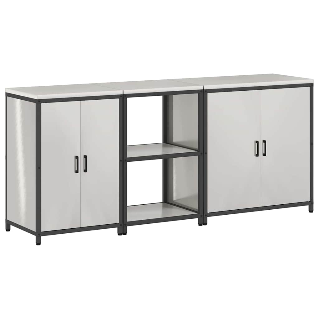 Kitchen Storage Set 3 pcs Silver 210 x 50 x 92 cm