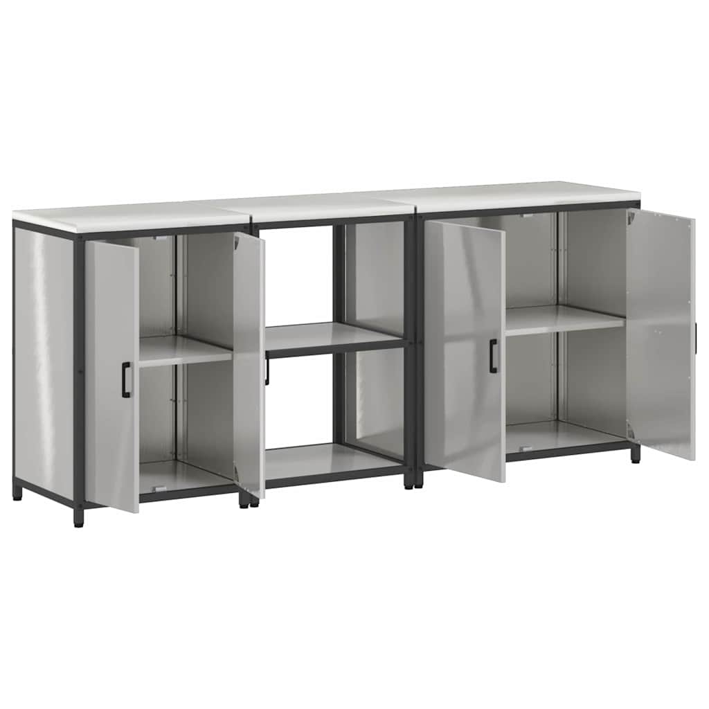 Kitchen Storage Set 3 pcs Silver 210 x 50 x 92 cm
