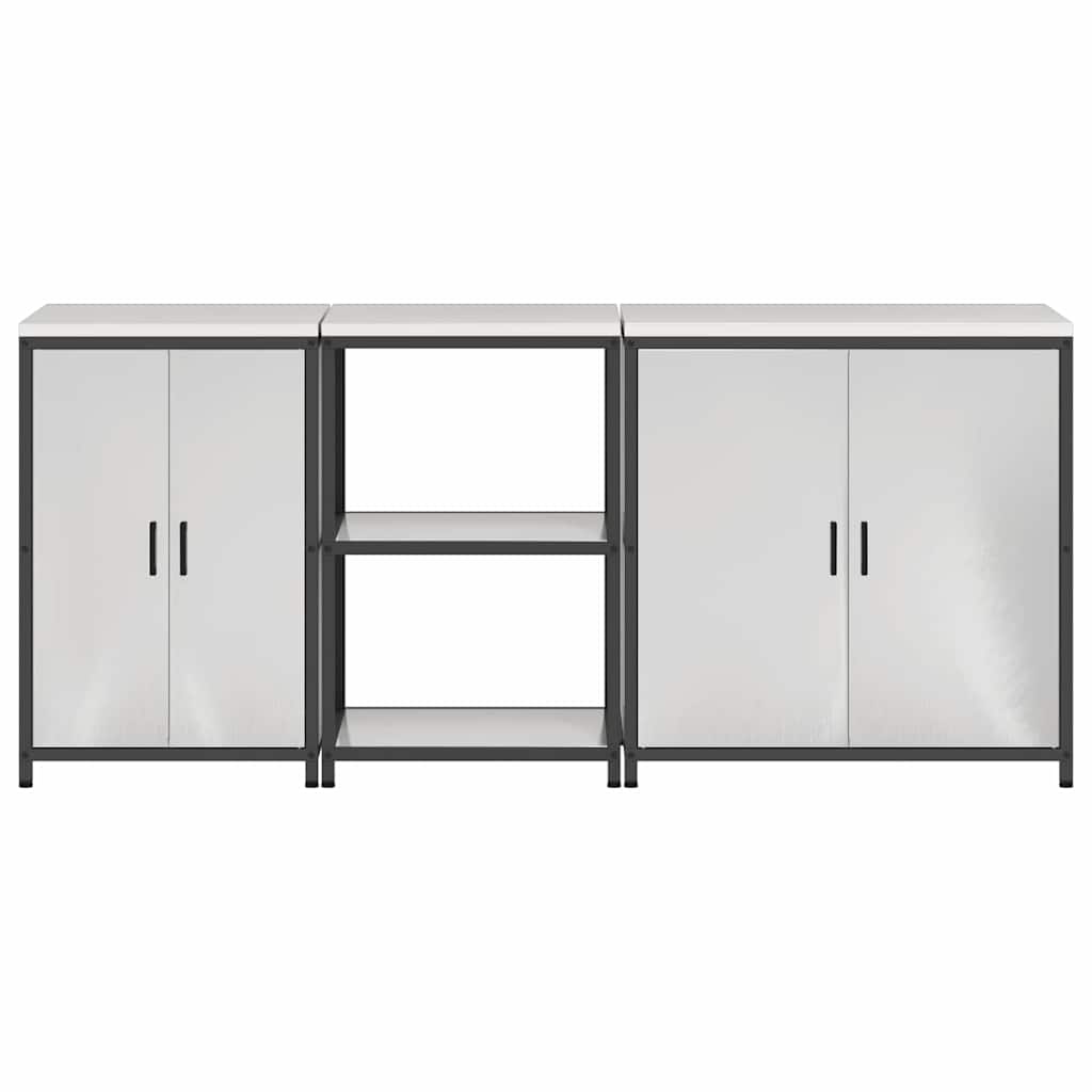 Kitchen Storage Set 3 pcs Silver 210 x 50 x 92 cm