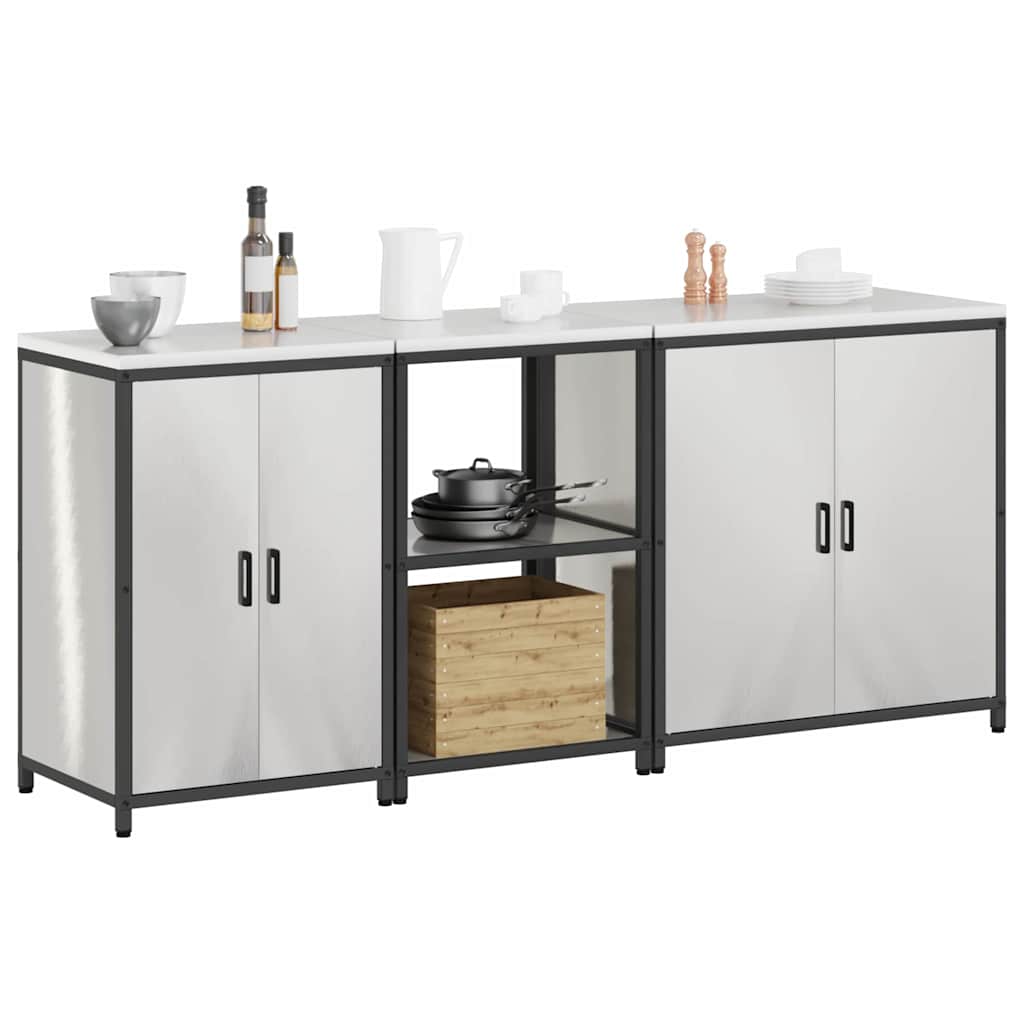 Kitchen Storage Set 3 pcs Silver 210 x 50 x 92 cm