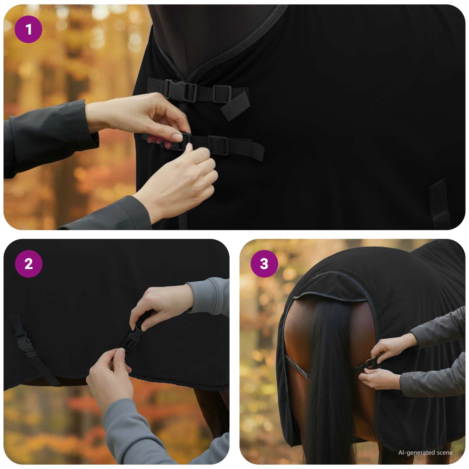 Arklių antklodė Juoda Poliesteris