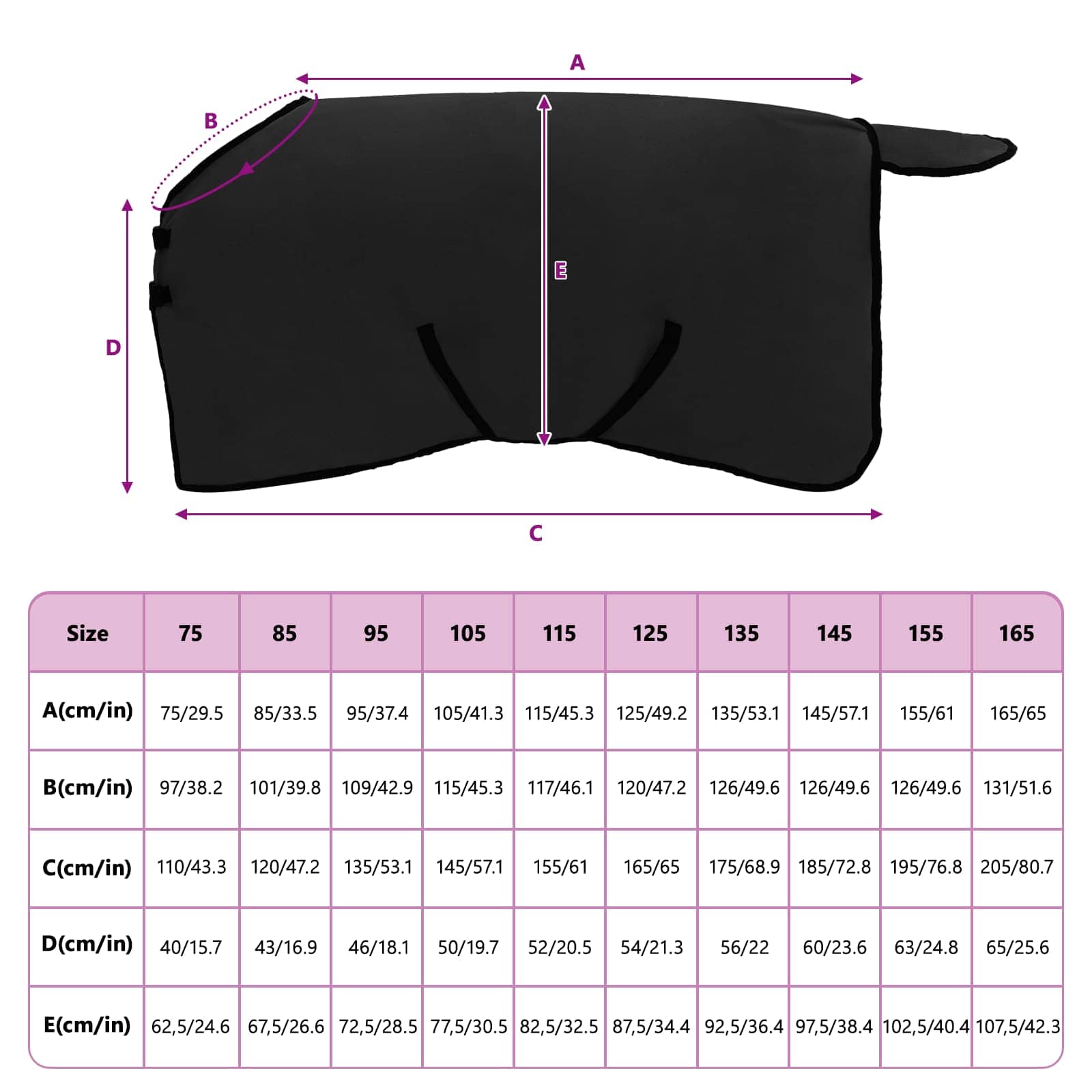 Arklių antklodė Juoda Poliesteris