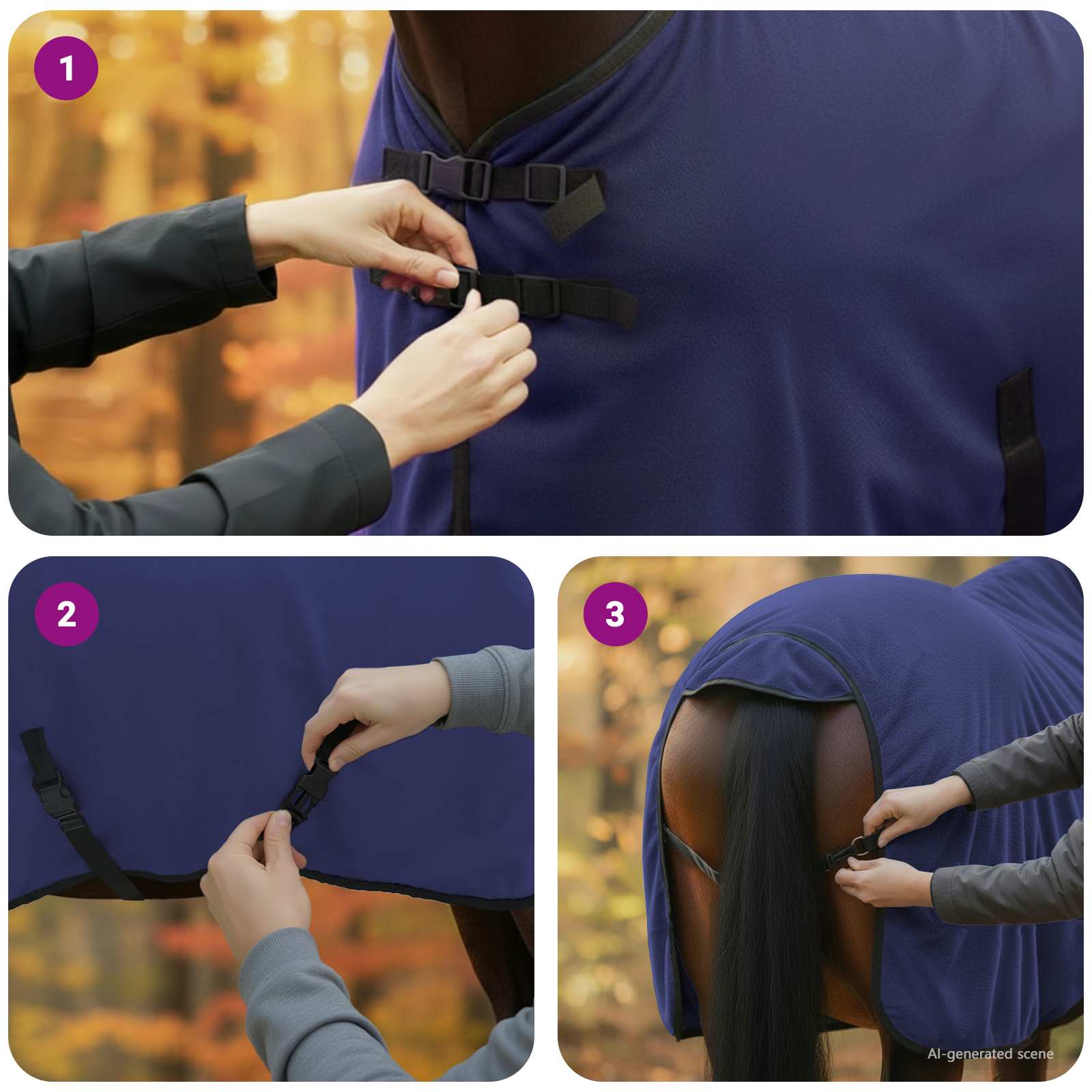 Arklių antklodė Jūrinė mėlyna Poliesteris