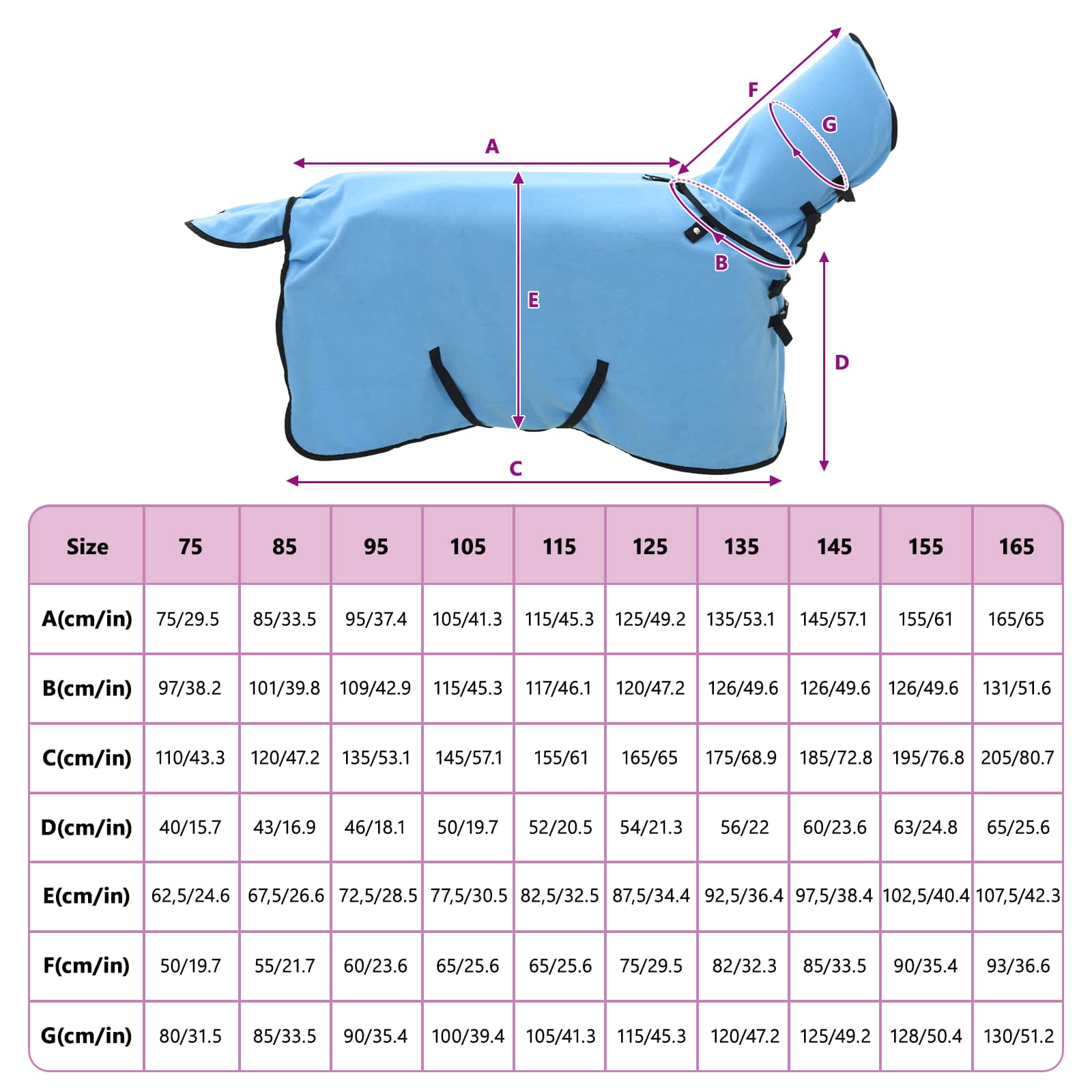 Horse Blanket Full Aquamarine 75 cm Polyester