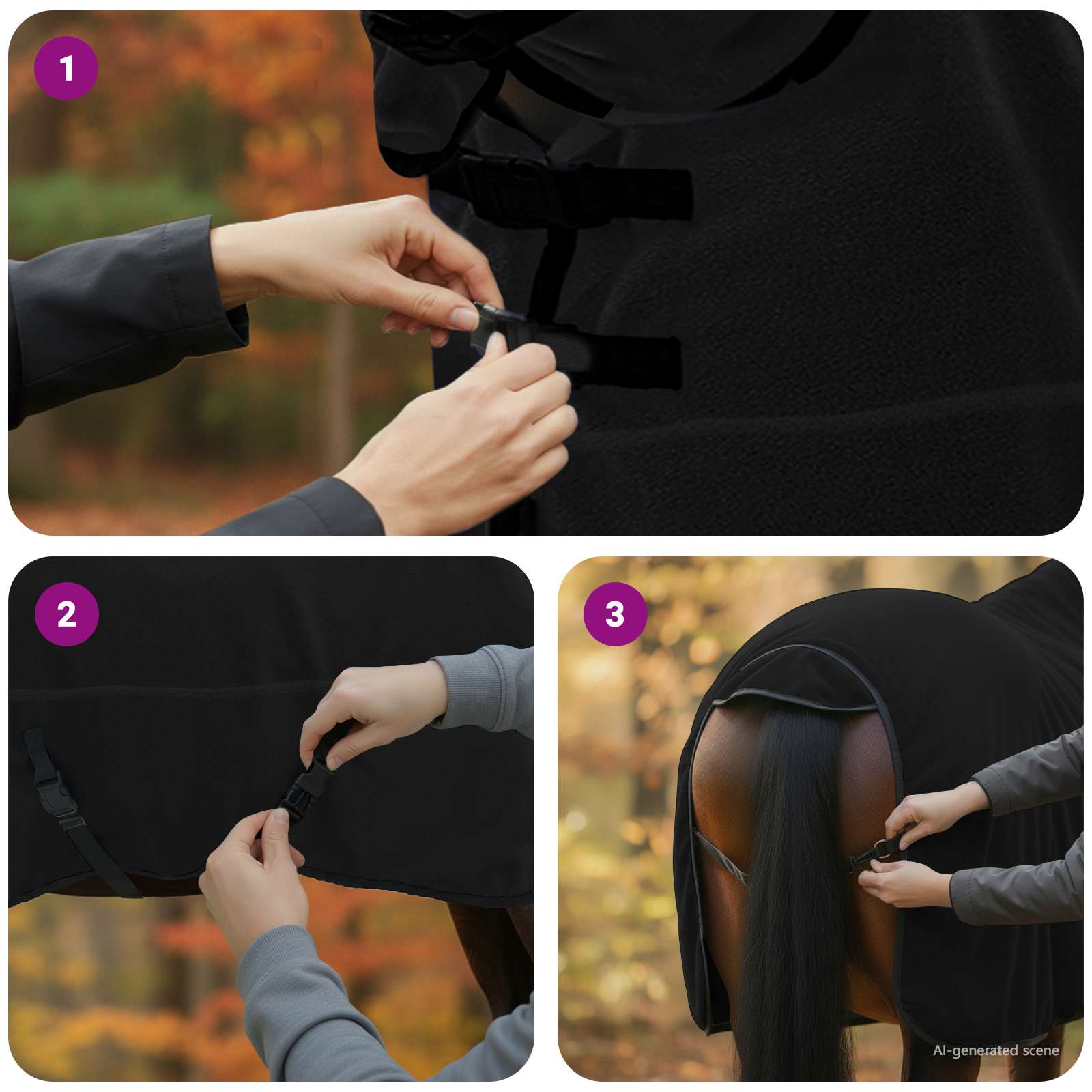 Arklių antklodė Juoda Poliesteris