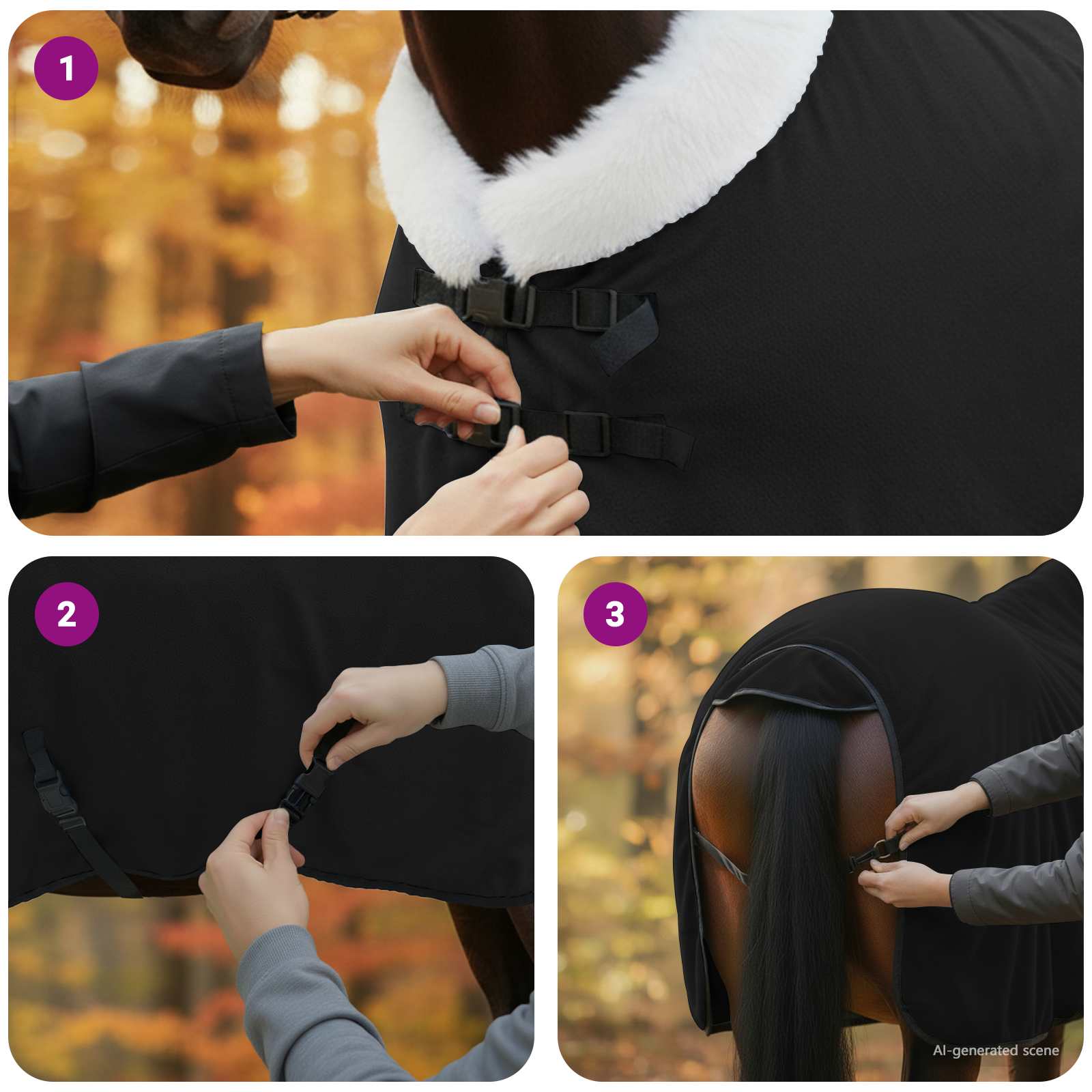 Arklių antklodė Juoda 75 cm Poliesterio flisas