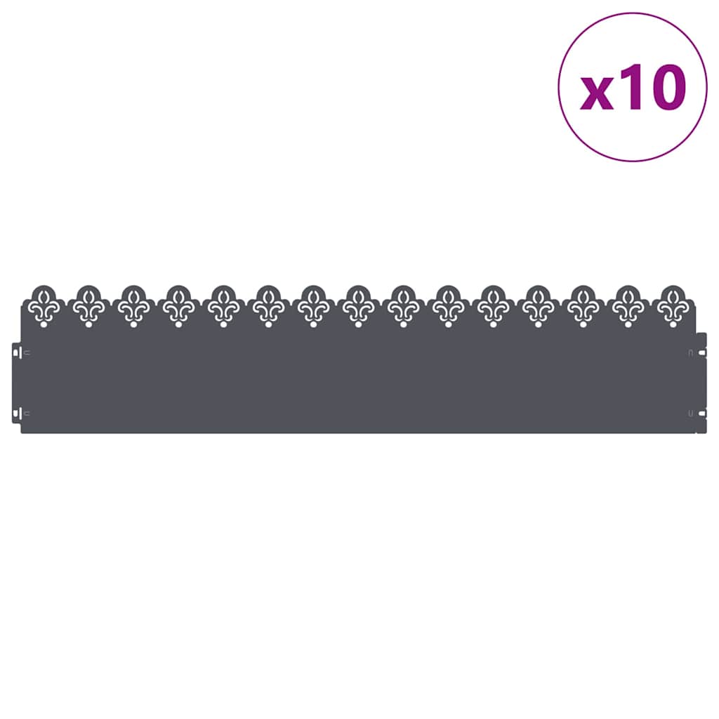 Vejos borteliai 10 pcs Antracitas 103 x 0,05 x 22 cm Plienas