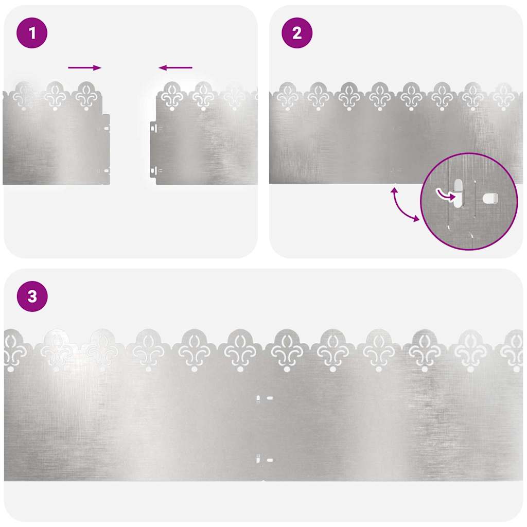Vejos borteliai 10 pcs Sidabro 103 x 0,05 x 22 cm