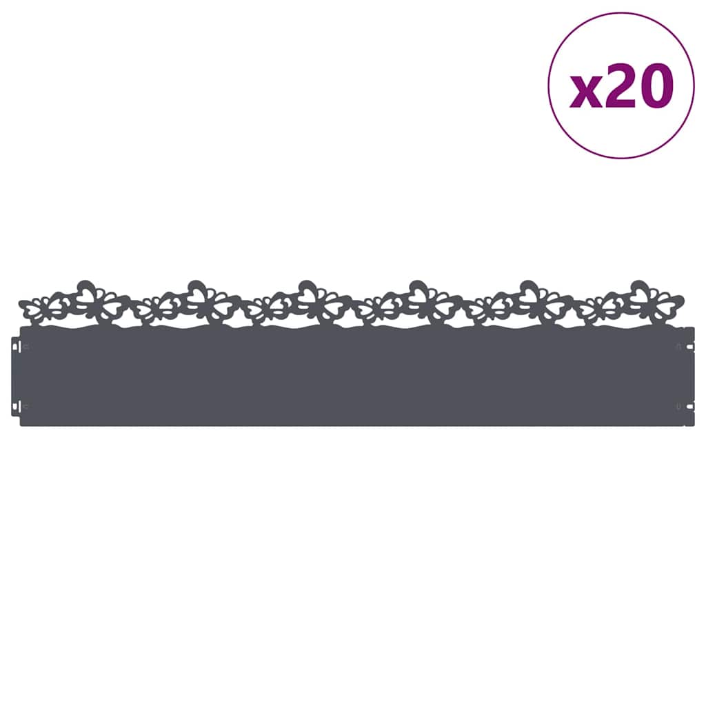 Vejos borteliai 20 pcs Antracitas 103 x 0,05 x 22 cm Plienas