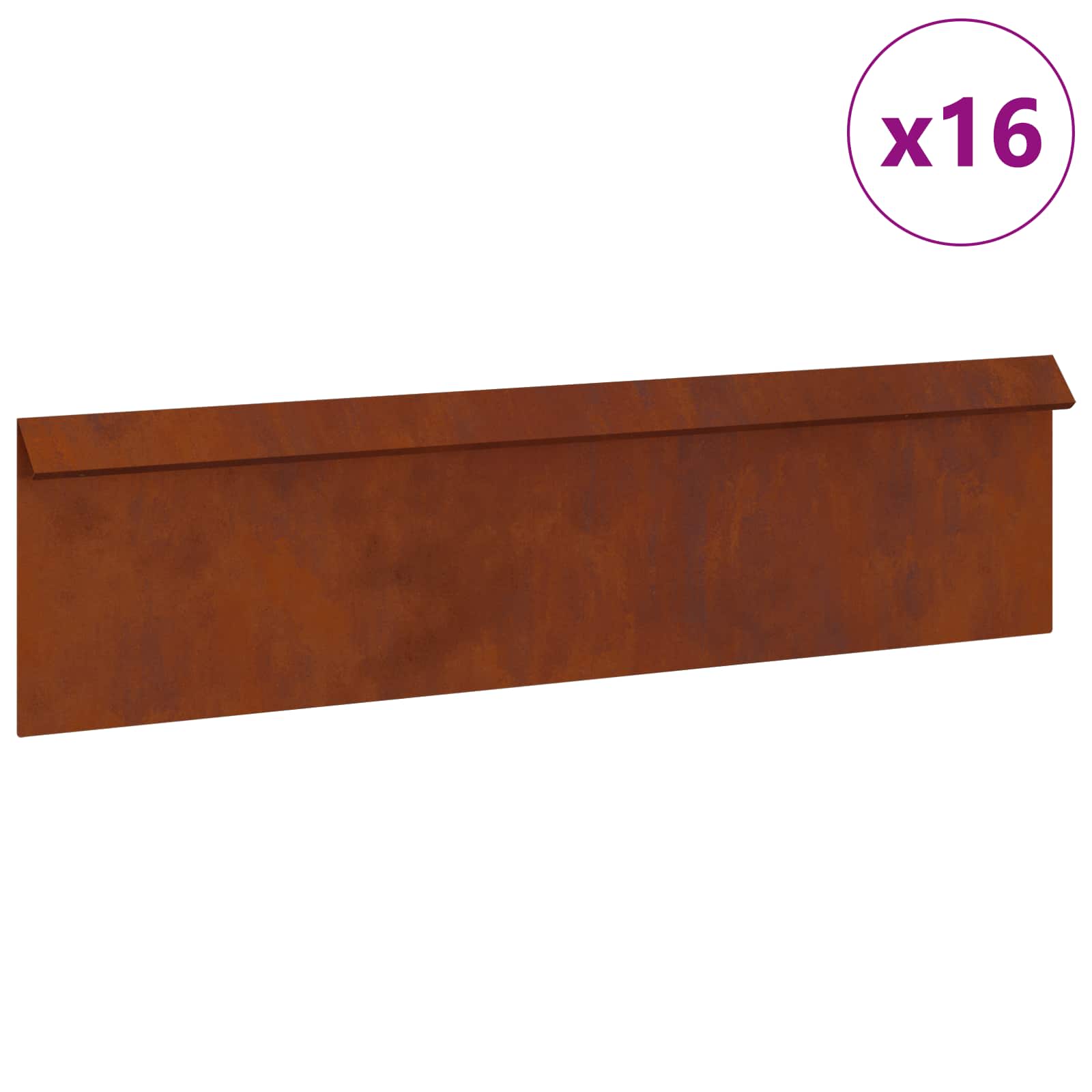 Snail Fence 16 pcs Rusting 100 x 3.5 x 25 cm