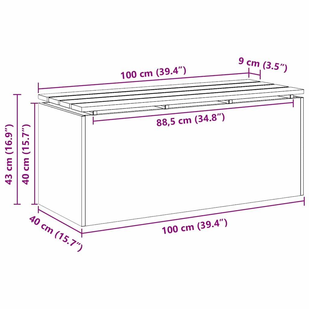 Sodo suolas Sidabro 100 x 40 x 43 cm Galvanizuotas plienas