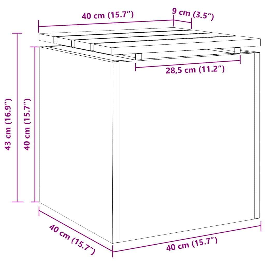 Sodo suolas Antracitas 40 x 40 x 43 cm Plienas