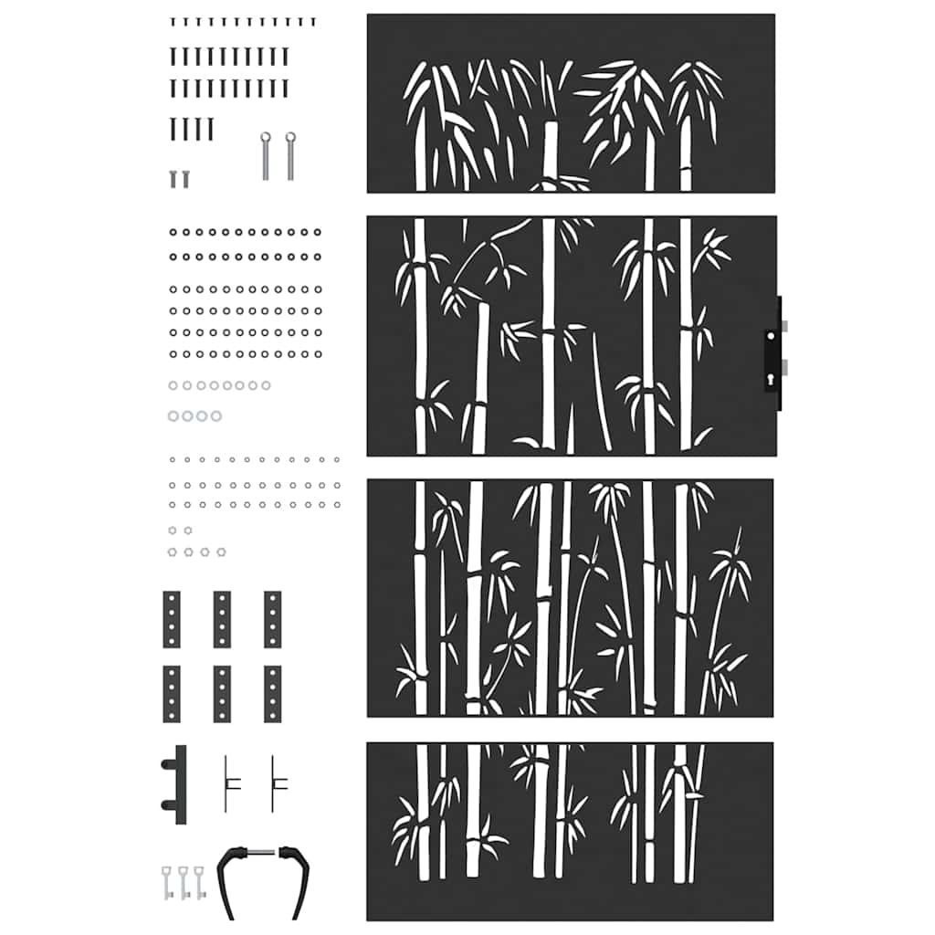Dārza vārti Melni 85 x 100 cm Pulverkrāsots tērauds