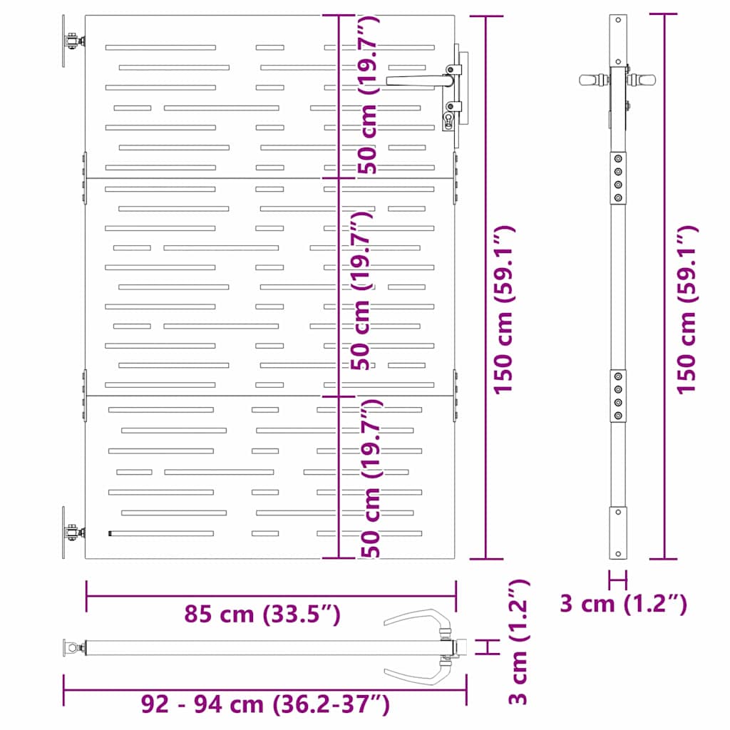 Dārza vārti Melni 85 x 150 cm Pulverkrāsots tērauds