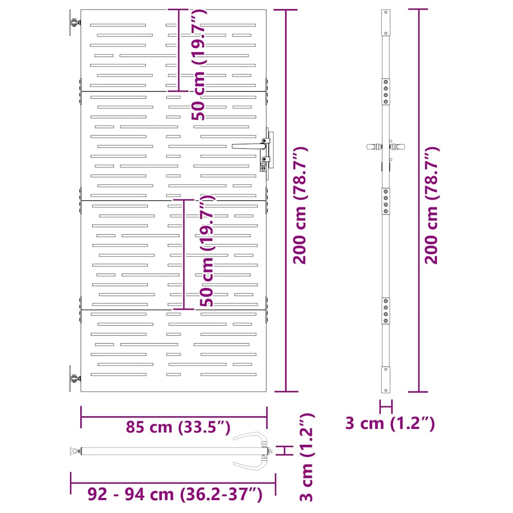 Dārza vārti Melni 85 x 200 cm Pulverkrāsots tērauds