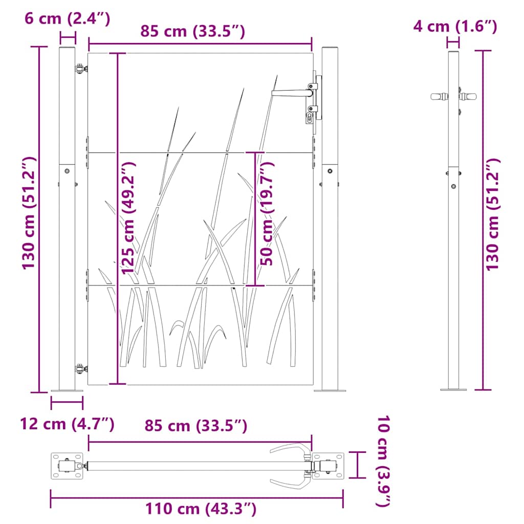 Sodo vartai Juoda 105 x 125 cm