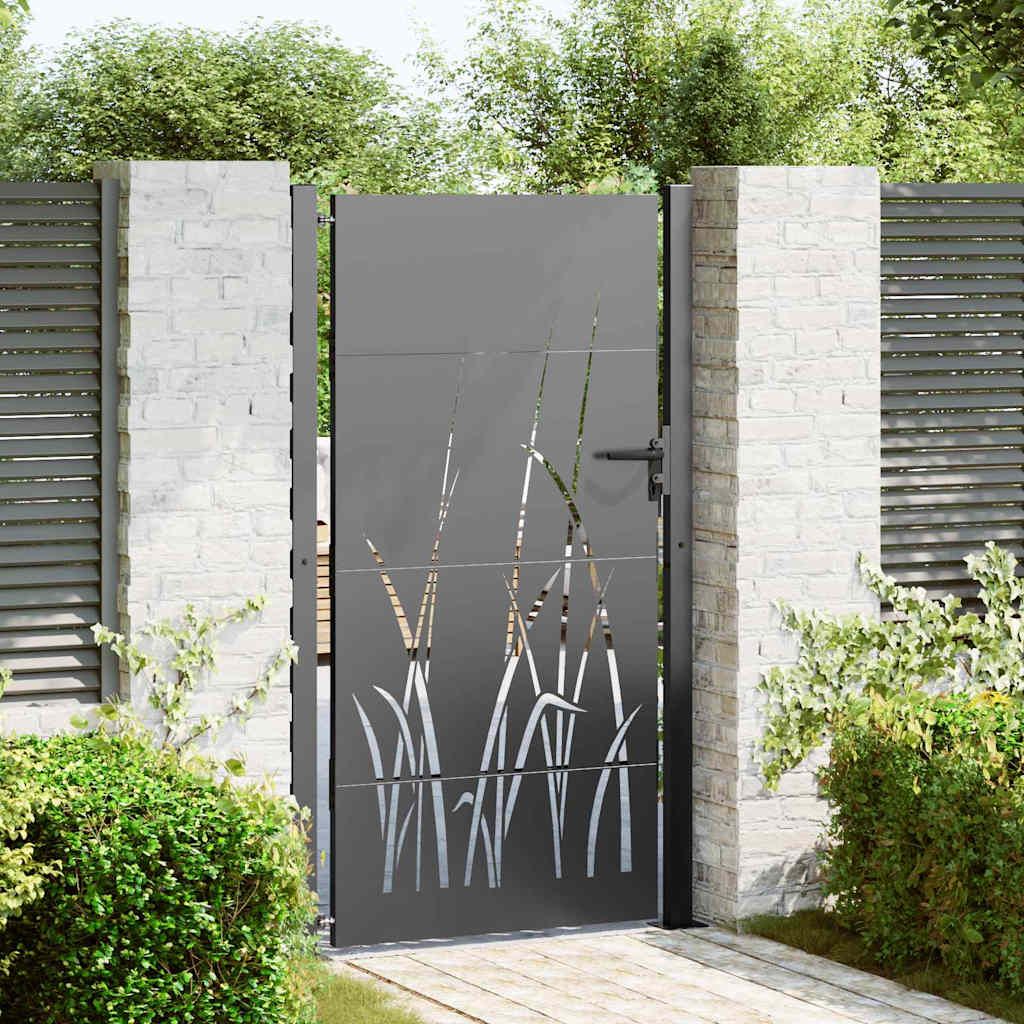 Sodo vartai 110 x 205 cm Juoda Užrakintas