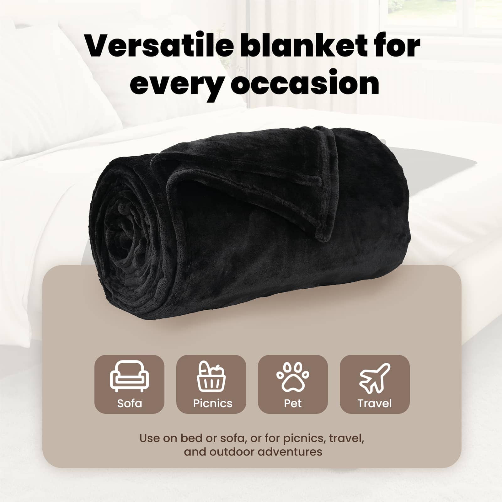 Fleece Blanket Black 150 x 200 cm