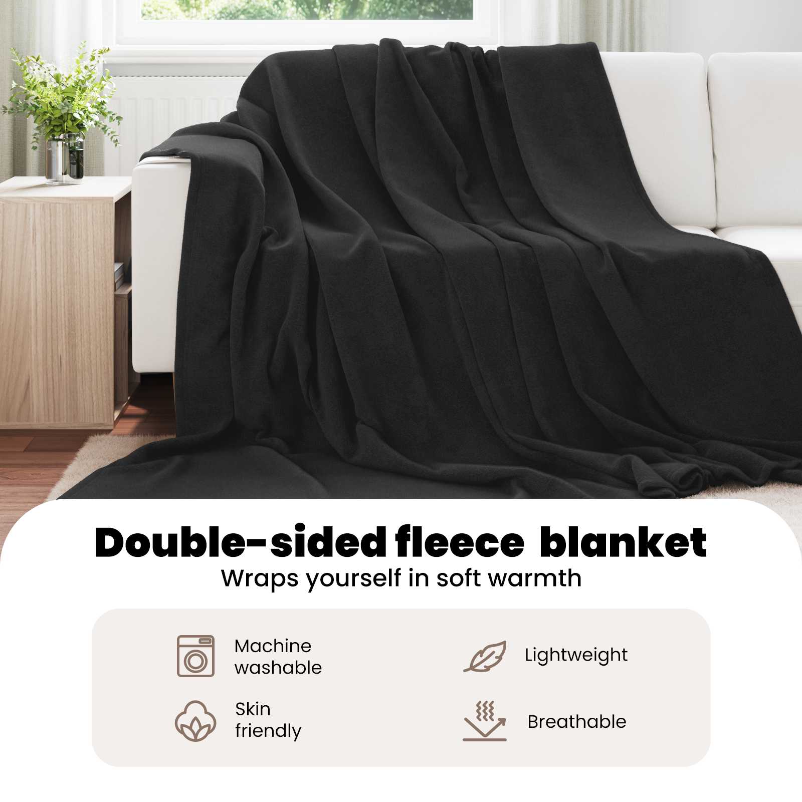 Apklotas Juoda 220 x 240 cm Flysas