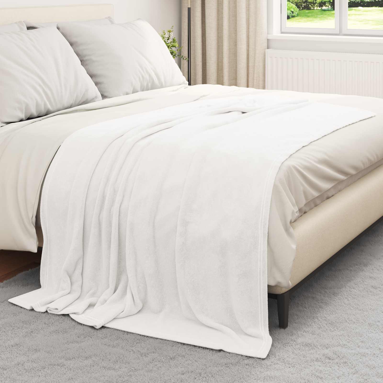 Throw White 150 x 200 cm Fleece