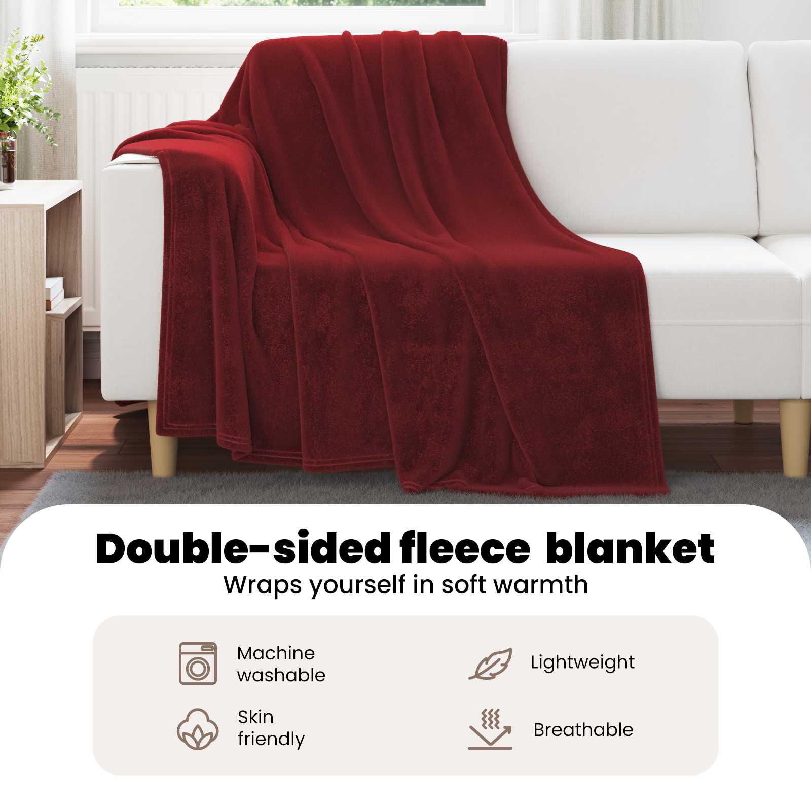Fleece Blanket Bordeaux 150 x 200 cm