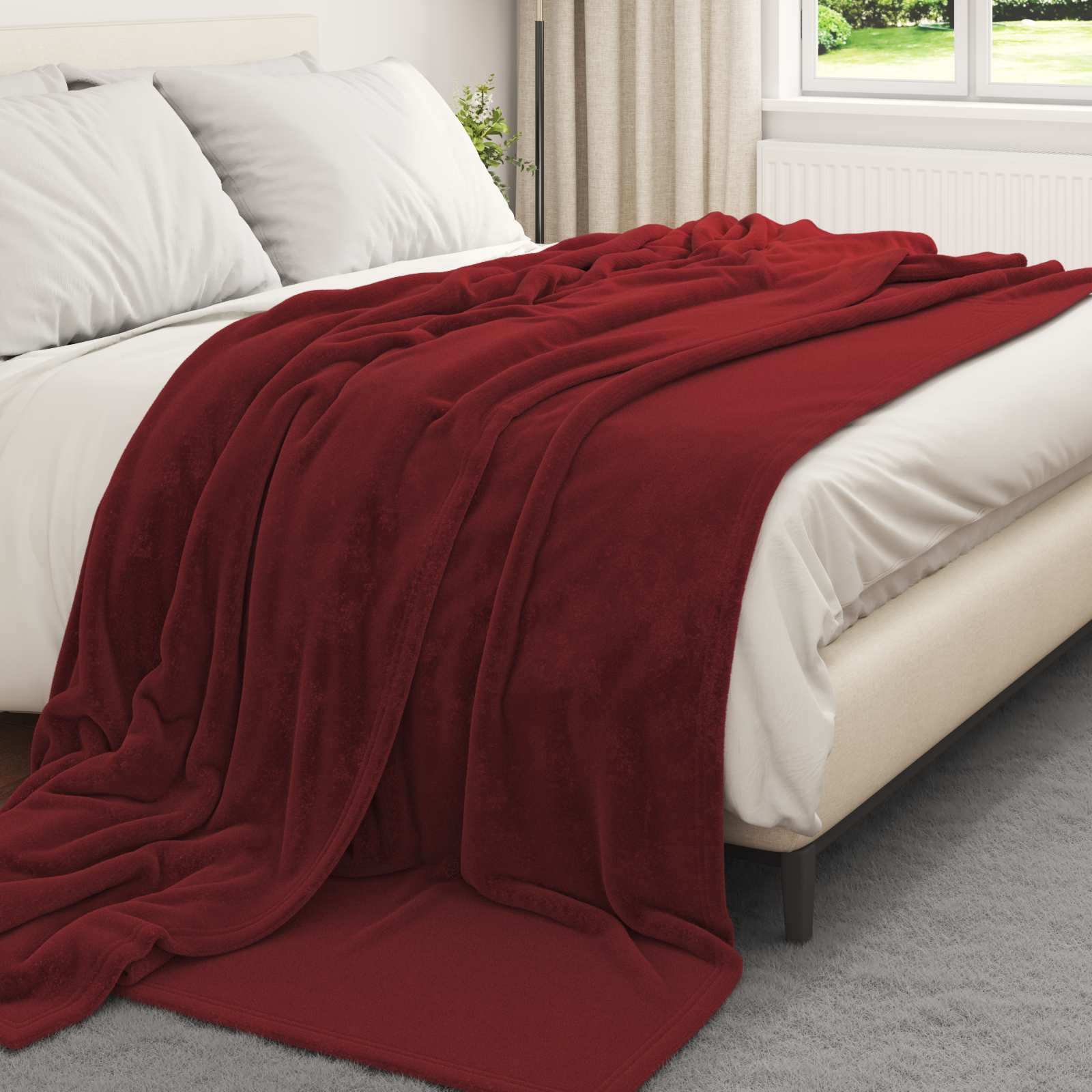 Pleds Bordo sarkans 220 x 240 cm Flīss
