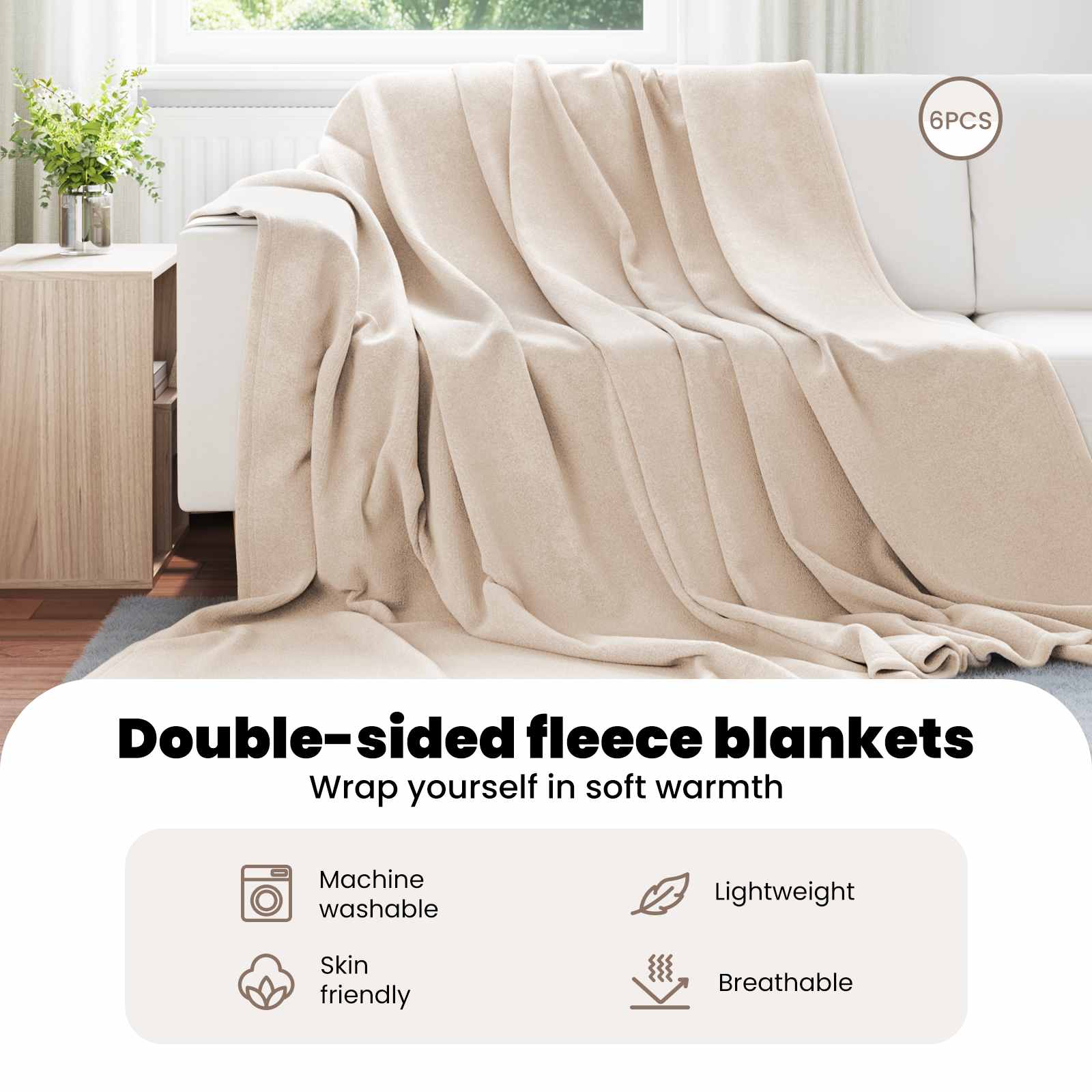 Mesti antklodės 6 pcs Smėlio 240 x 270 cm Flysas
