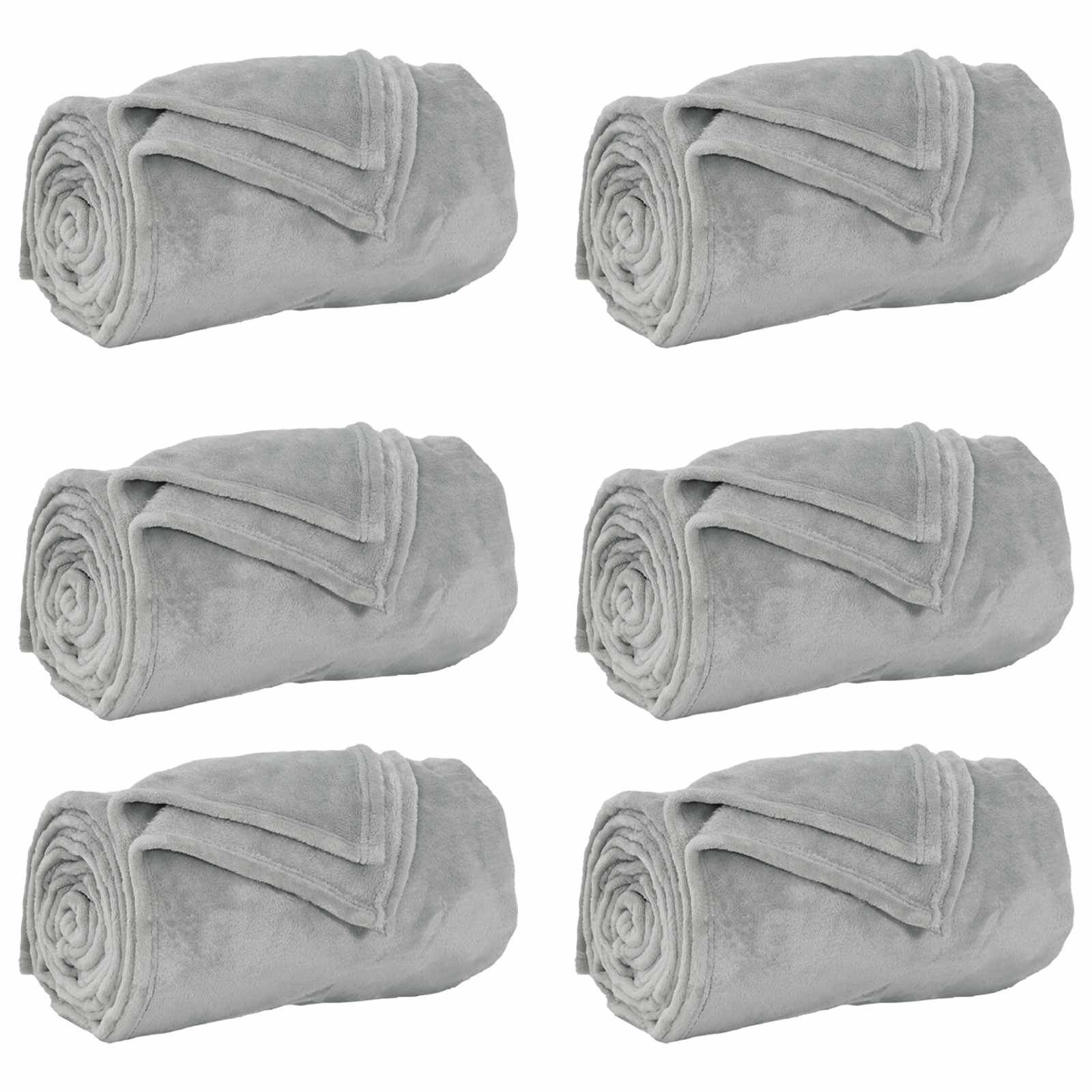 Throw blankets 6 pcs Grey 220 x 240 cm Fleece