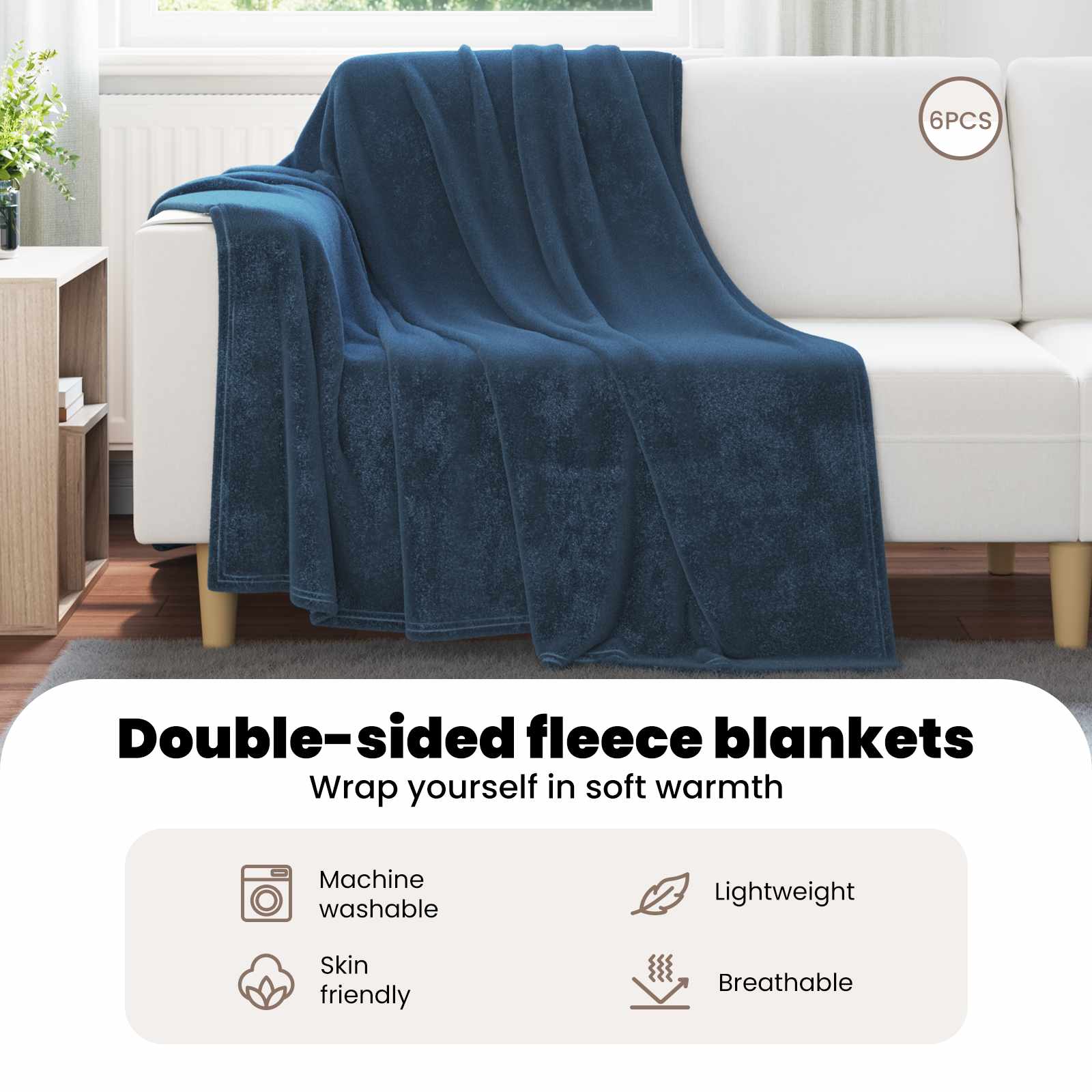 Mesti antklodės 6 pcs Jūrinė mėlyna 150 x 200 cm Flysas