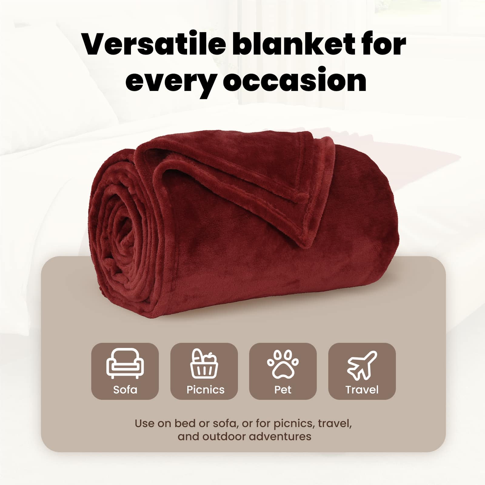Throw blankets 6 pcs Burgundy red 130 x 150 cm Flysas