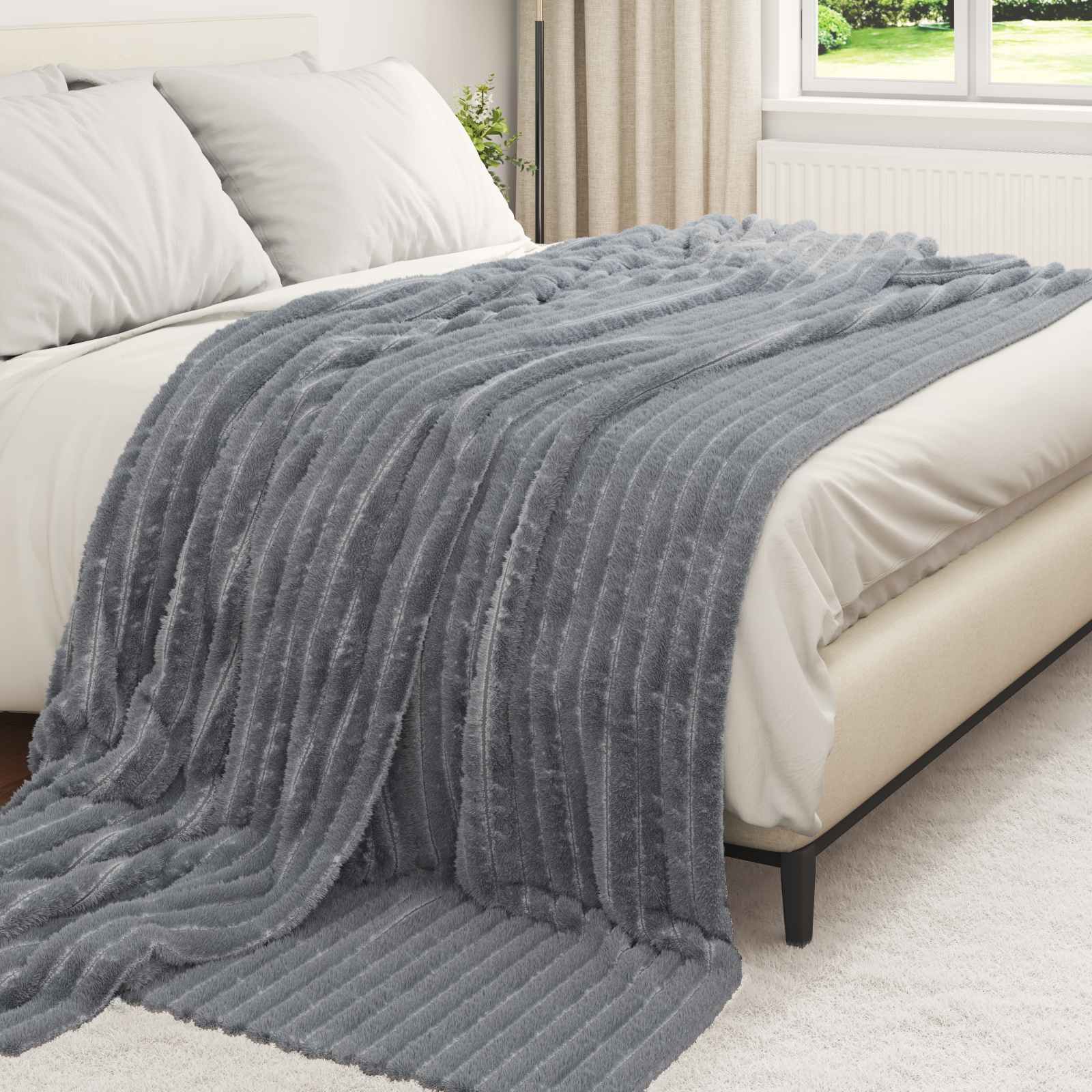 Throw Dark Grey 270 x 240 cm Flysas