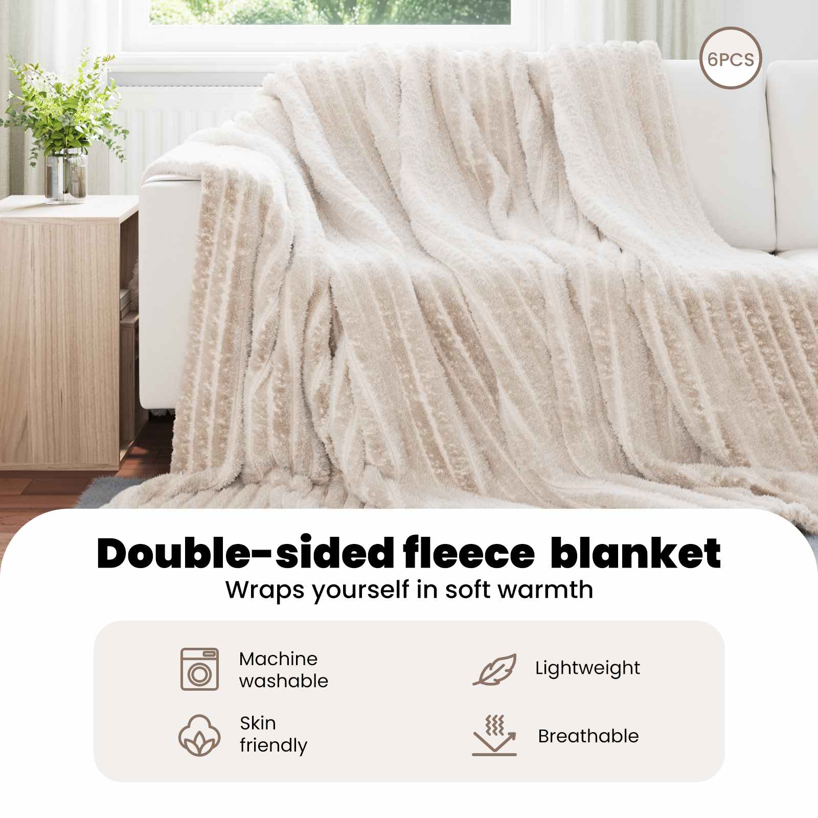 Mesti antklodės 6 pcs Smėlio 240 x 220 cm Flysas