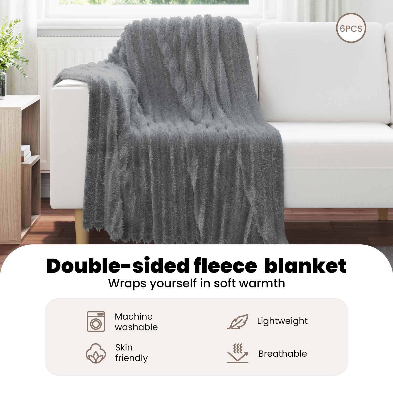 Mesti antklodės 6 pcs Tamsiai pilka 150 x 130 cm Flysas