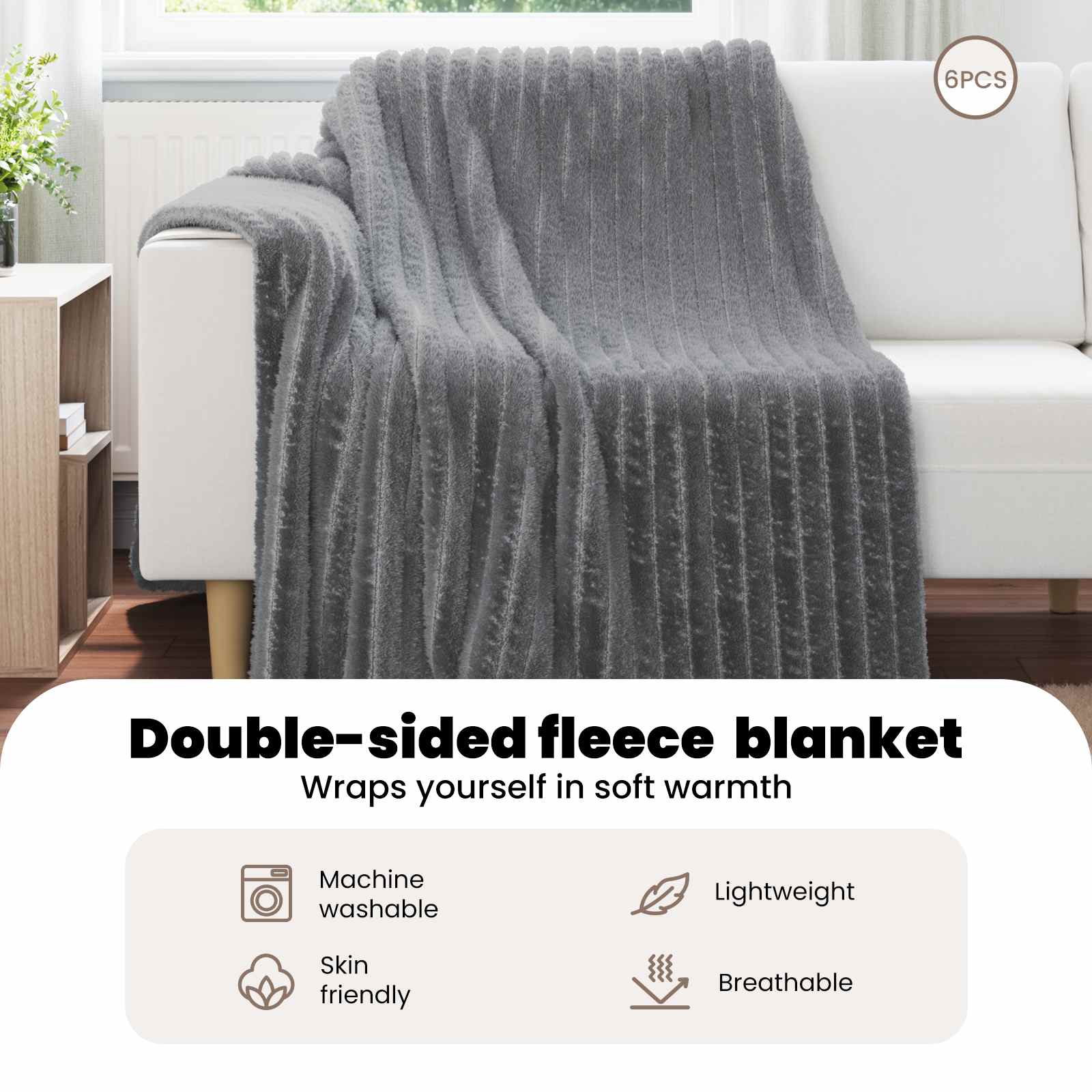 Mesti antklodės 6 pcs Tamsiai pilka 200 x 150 cm Flysas