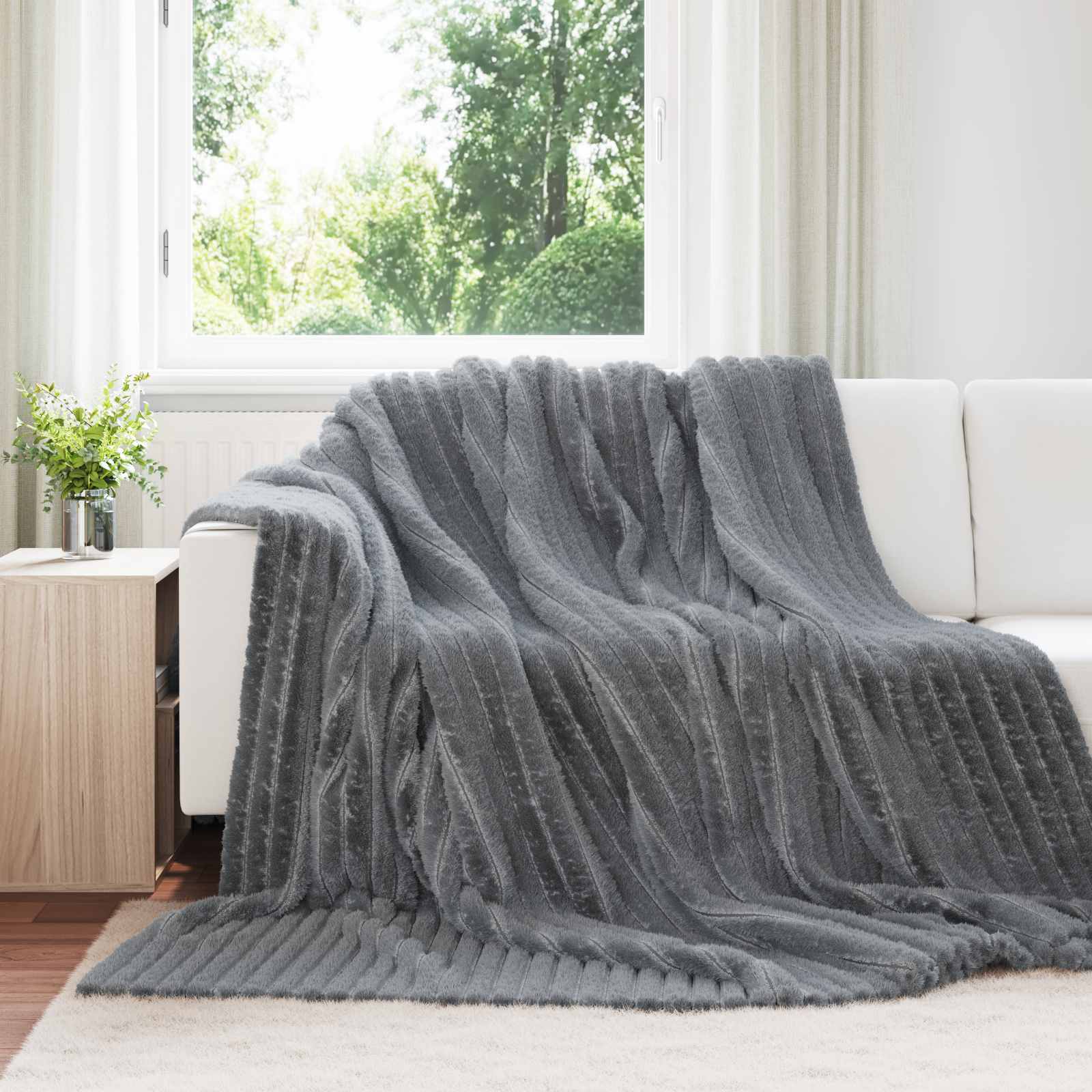 Throws 6 pcs Dark grey 240 x 220 cm Fleece