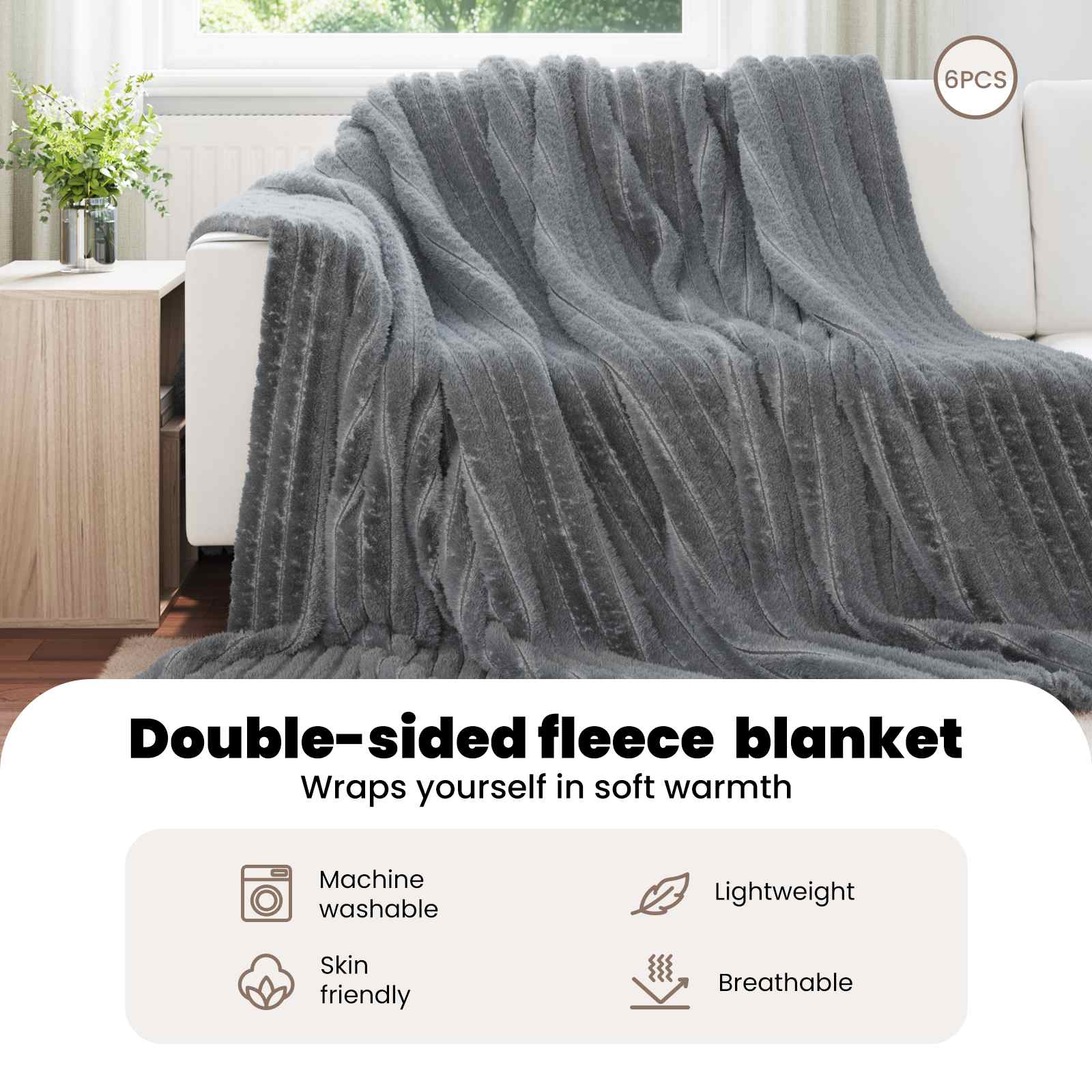 Mesti antklodės 6 pcs Tamsiai pilka 240 x 220 cm Flysas