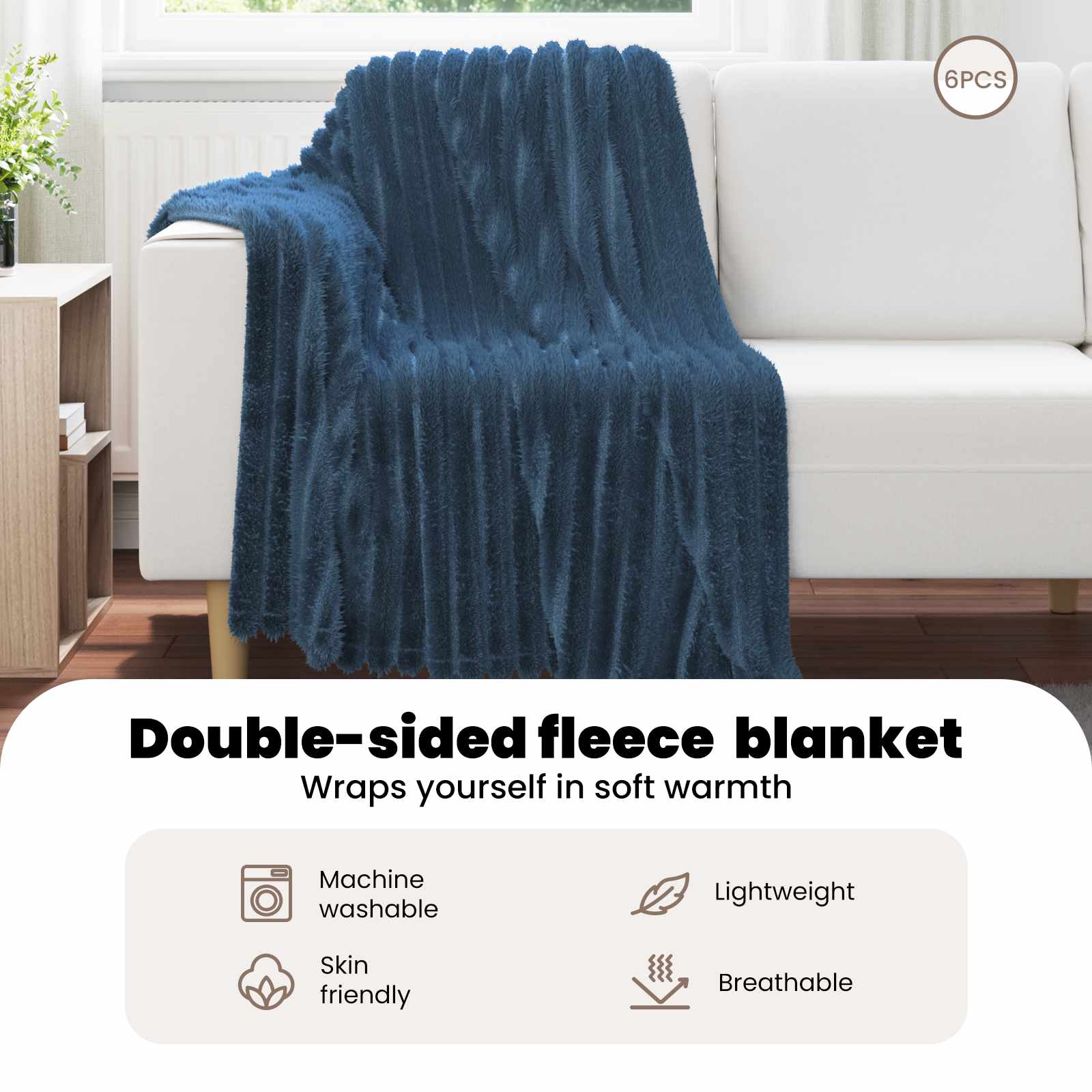Mesti antklodės 6 pcs Jūrinė mėlyna 150 x 130 cm Flysas