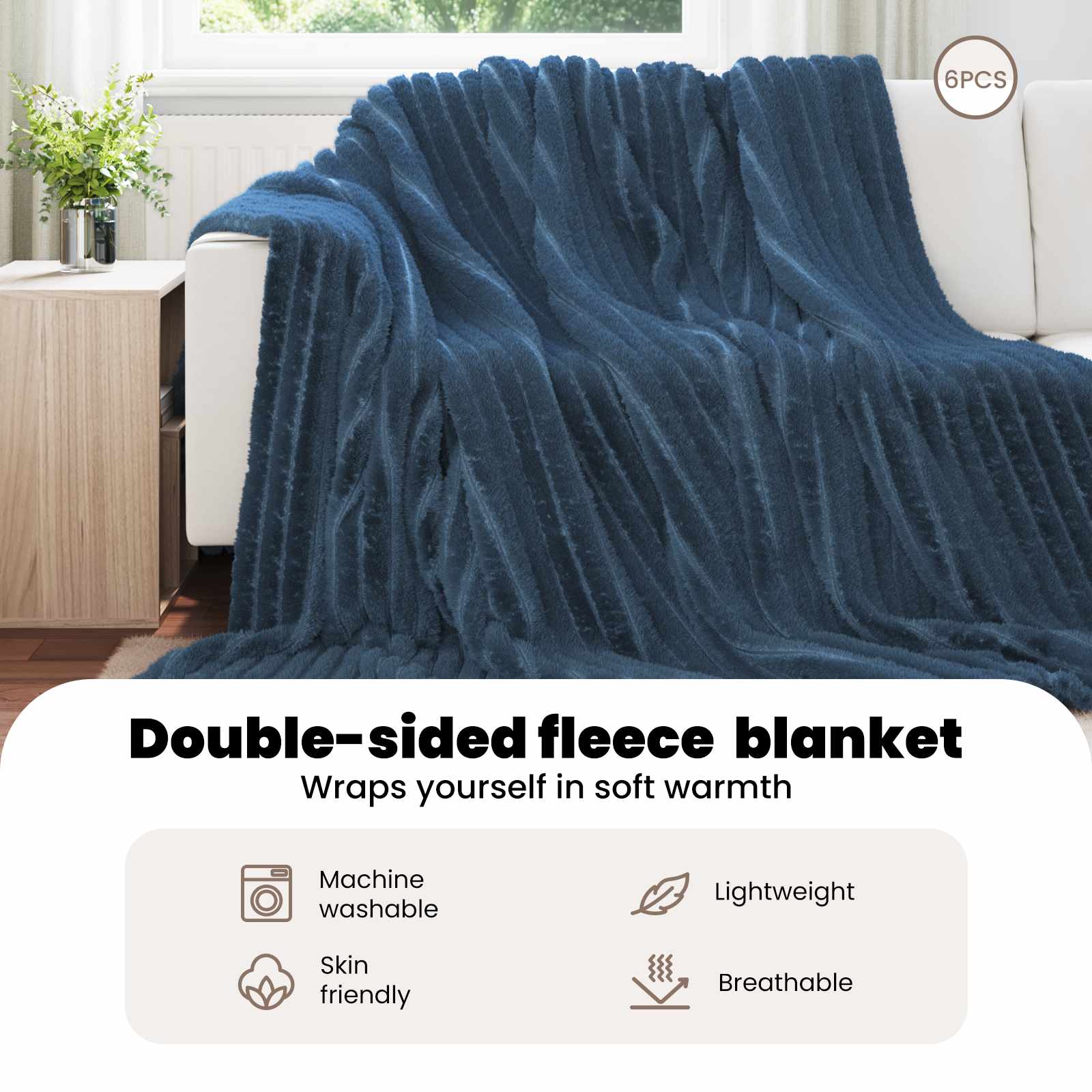 Mesti antklodės 6 pcs Jūrinė mėlyna 270 x 240 cm Flysas