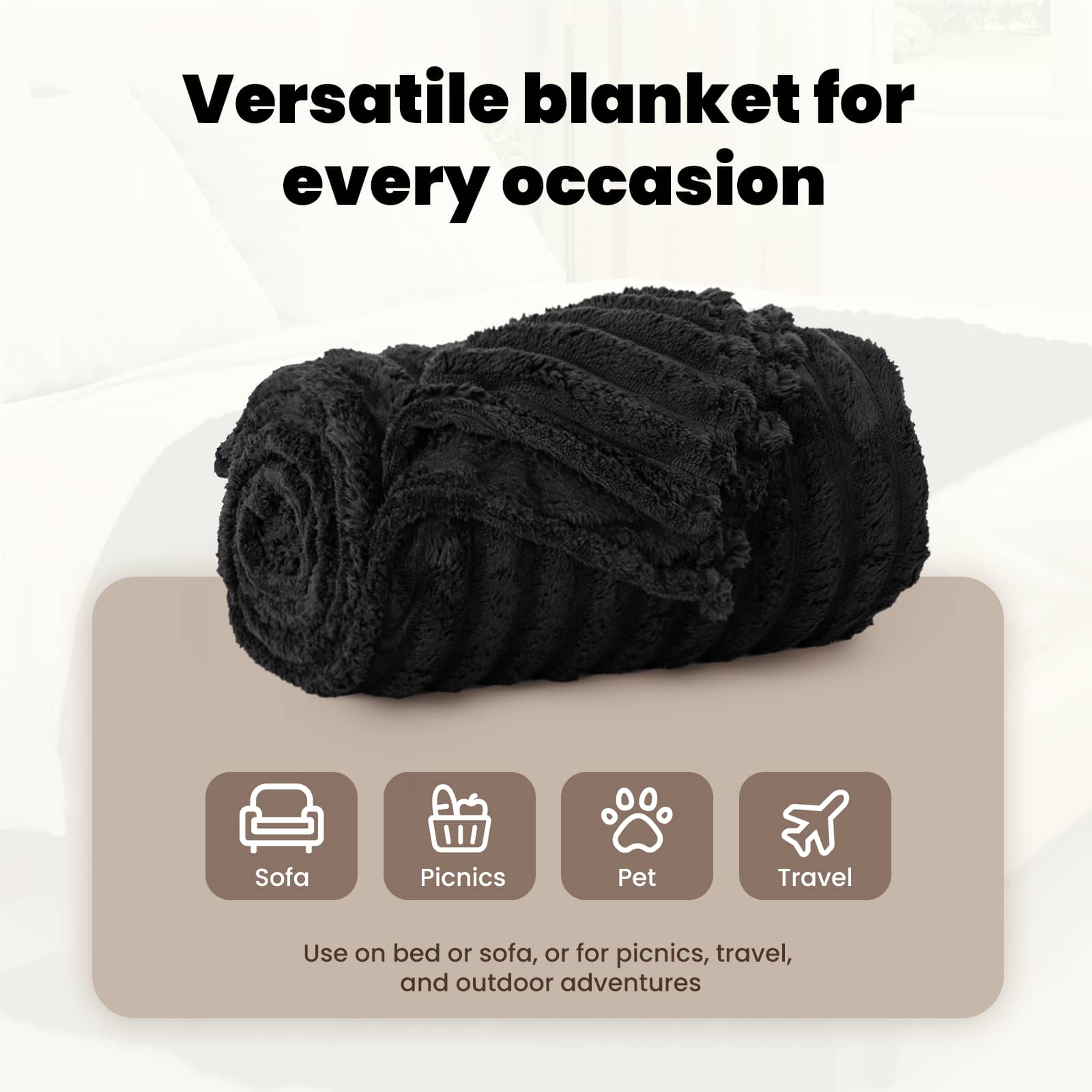 Throws 6 pcs Black 150 x 130 cm Fleece