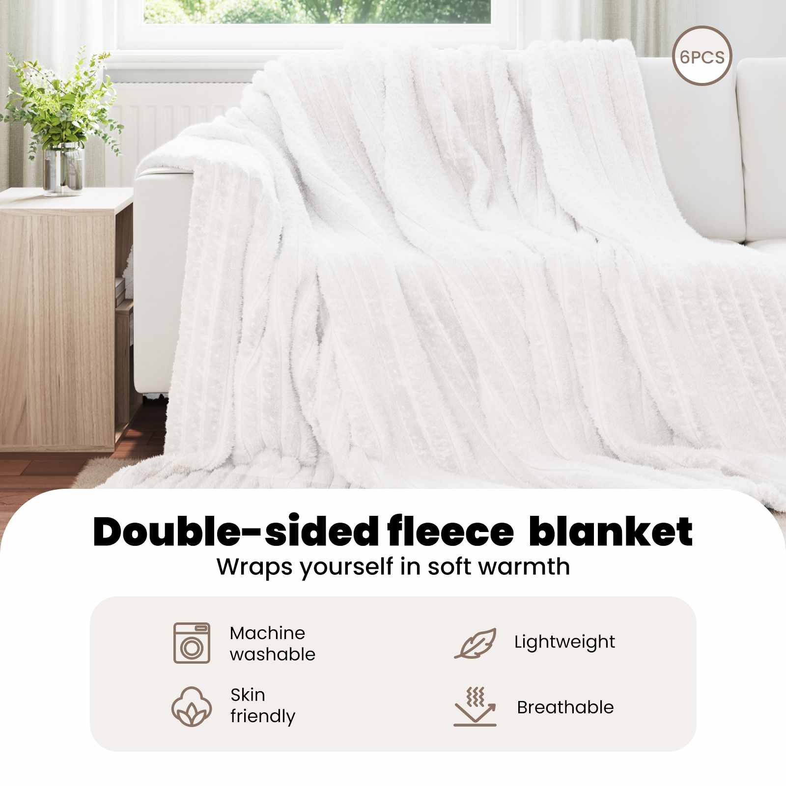 Throws 6 pcs White 240 x 220 cm Flysas