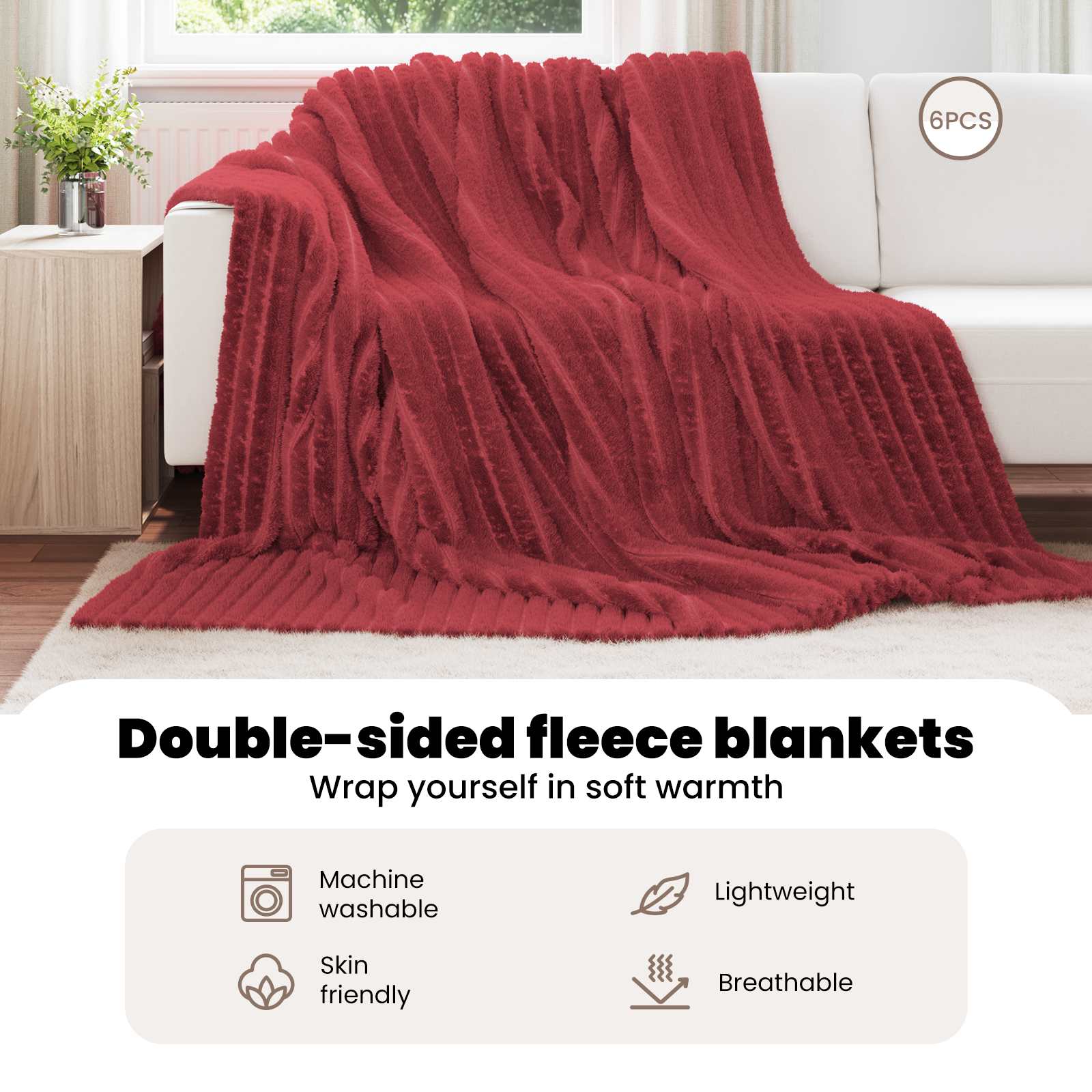 Mesti antklodės 6 pcs Bordo raudona 270 x 240 cm Flysas