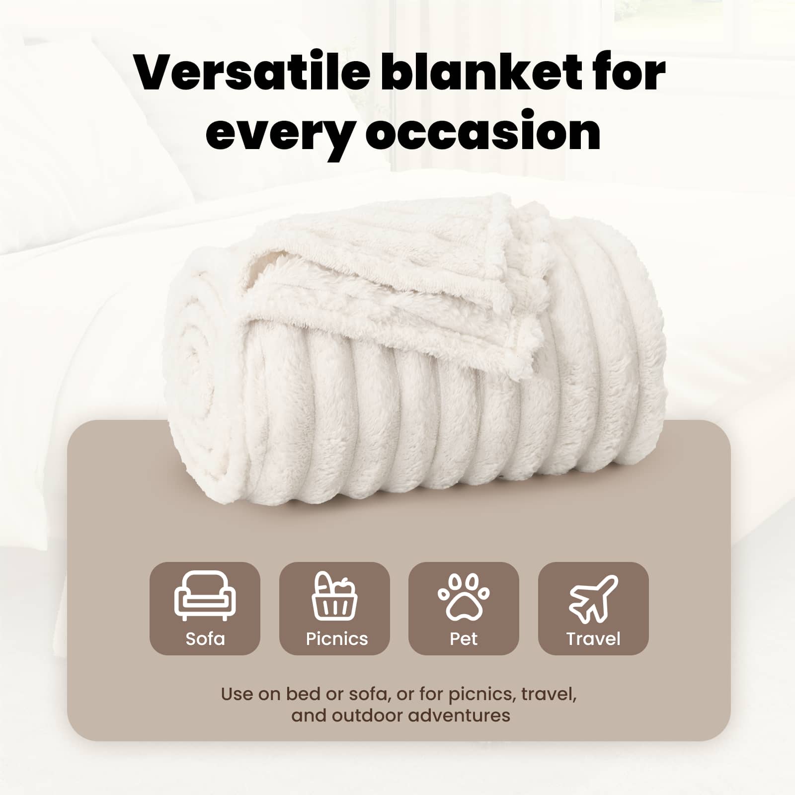 Throw Blankets 6 pcs Cream 270 x 240 cm Fleece
