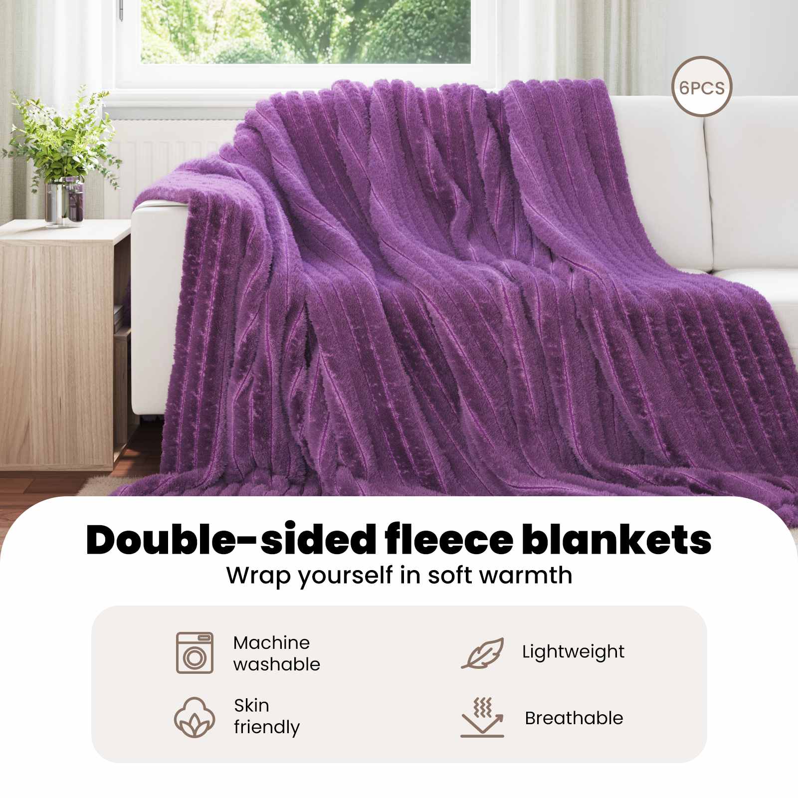 Mesti antklodės 6 pcs Violetinė 270 x 240 cm Flysas